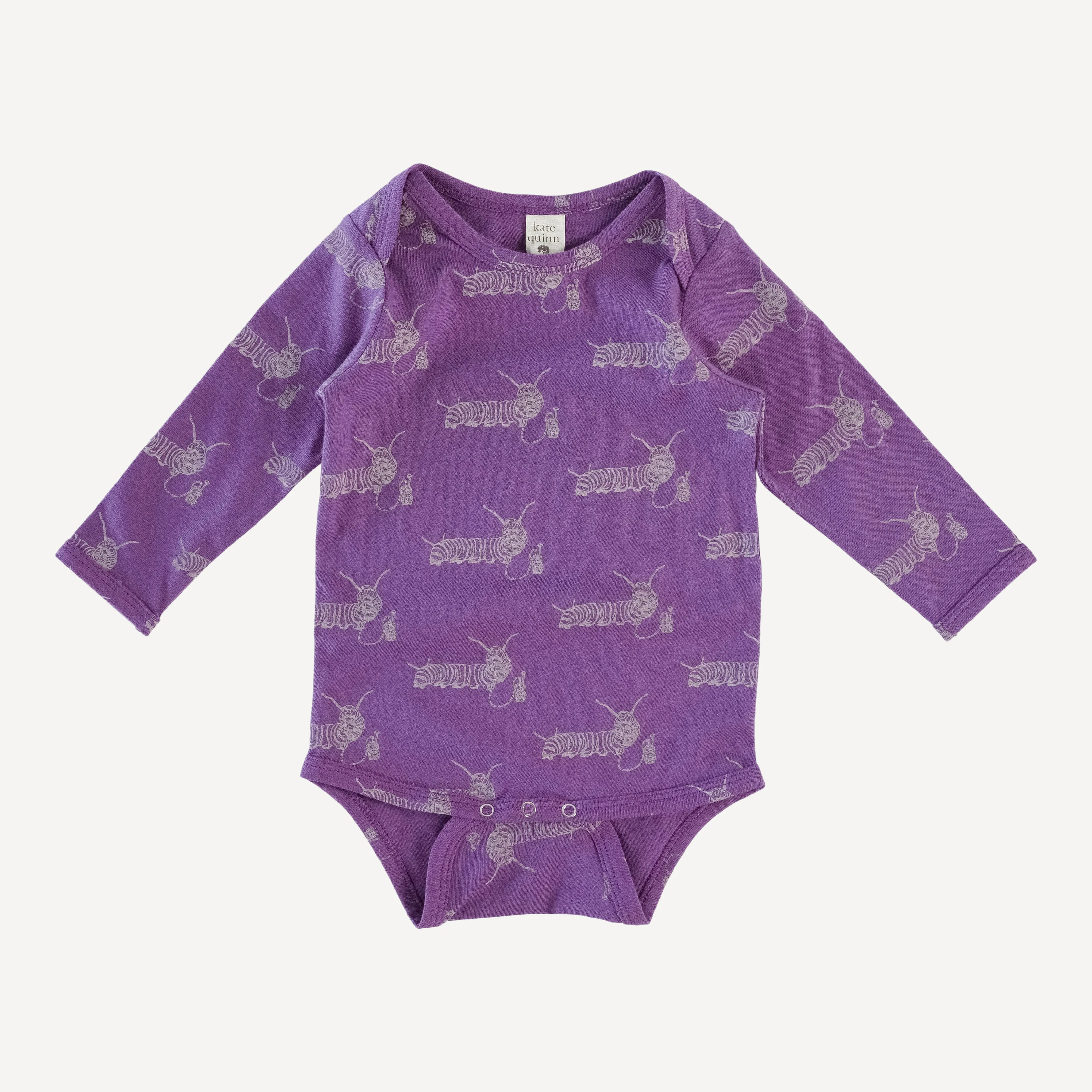 long sleeve lap neck bodysuit | plum caterpillar | organic cotton jersey