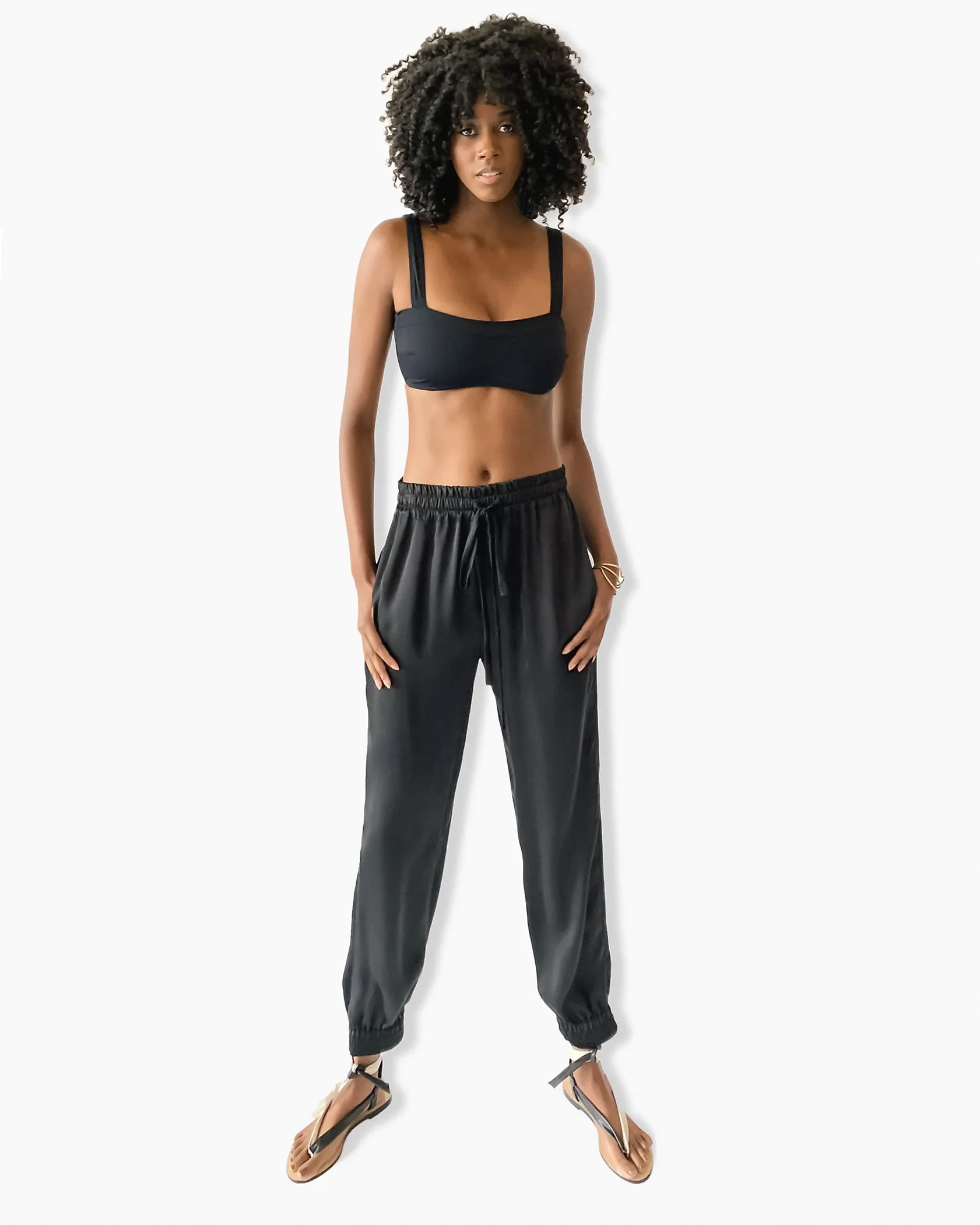 LOU JOGGER SILK PANT BLACK