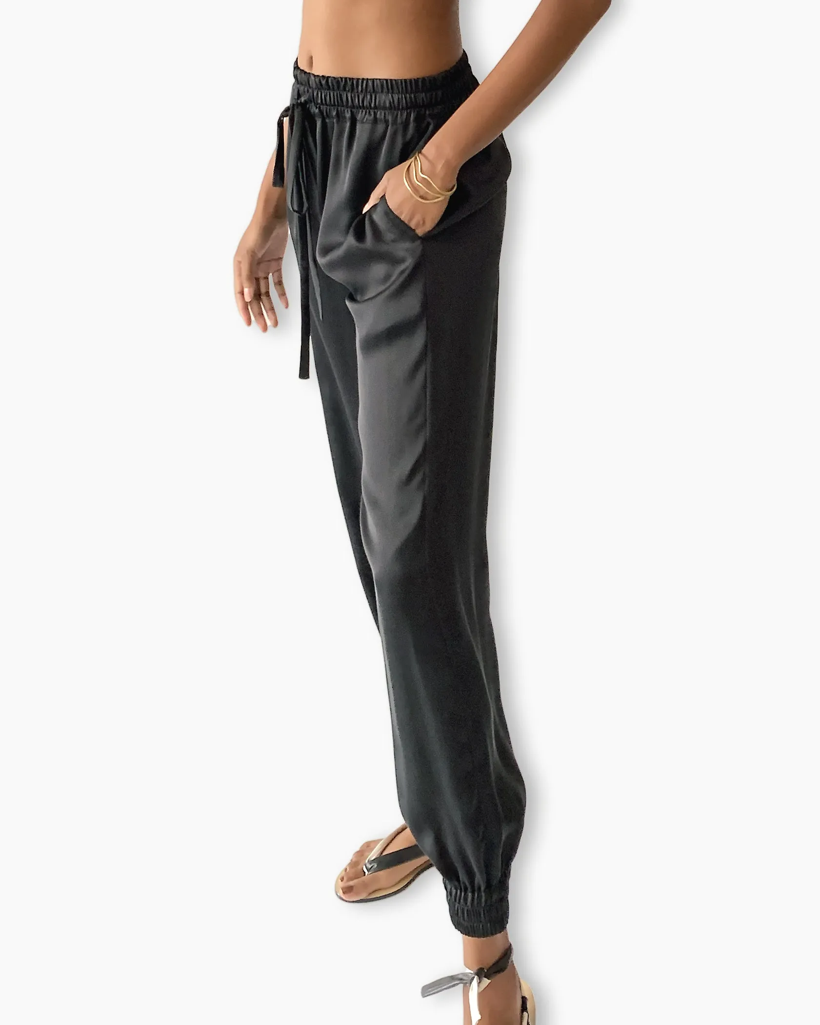 LOU JOGGER SILK PANT BLACK