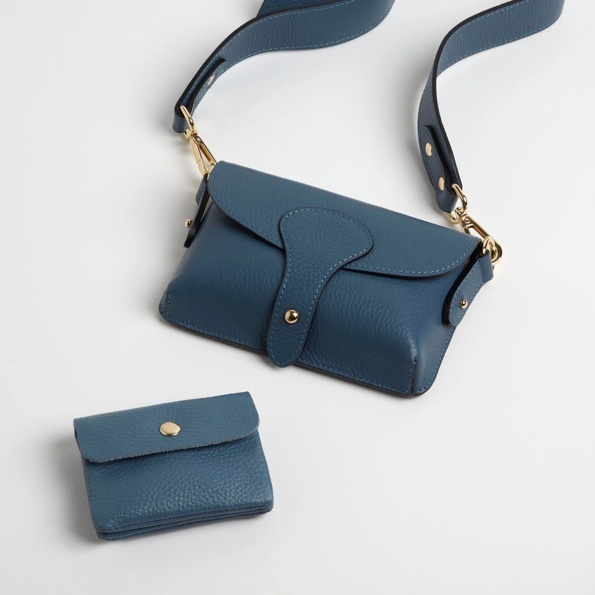 Luca Small Crossbody Bag, Purse and Scarf Gift Set in Denim Blue