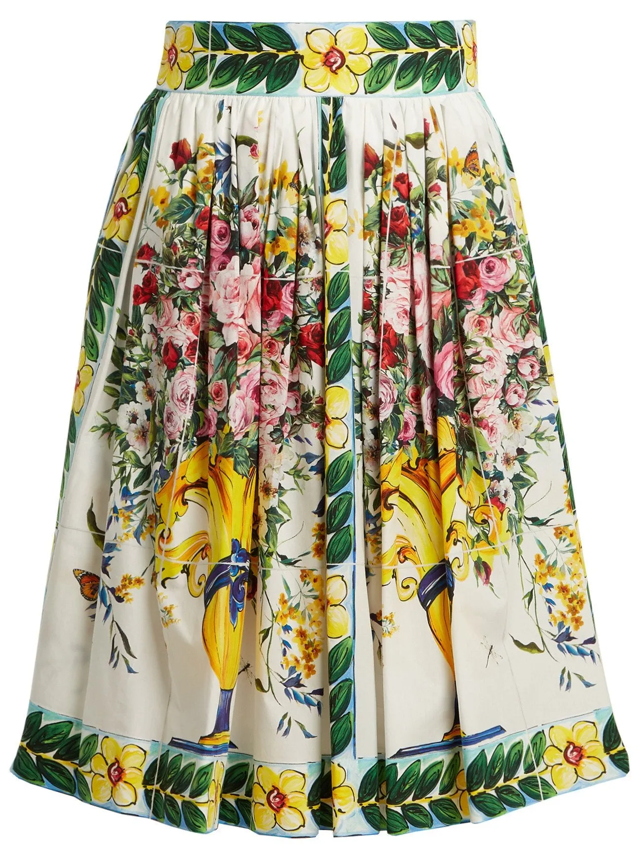 'Majolica' Print Cotton Skirt