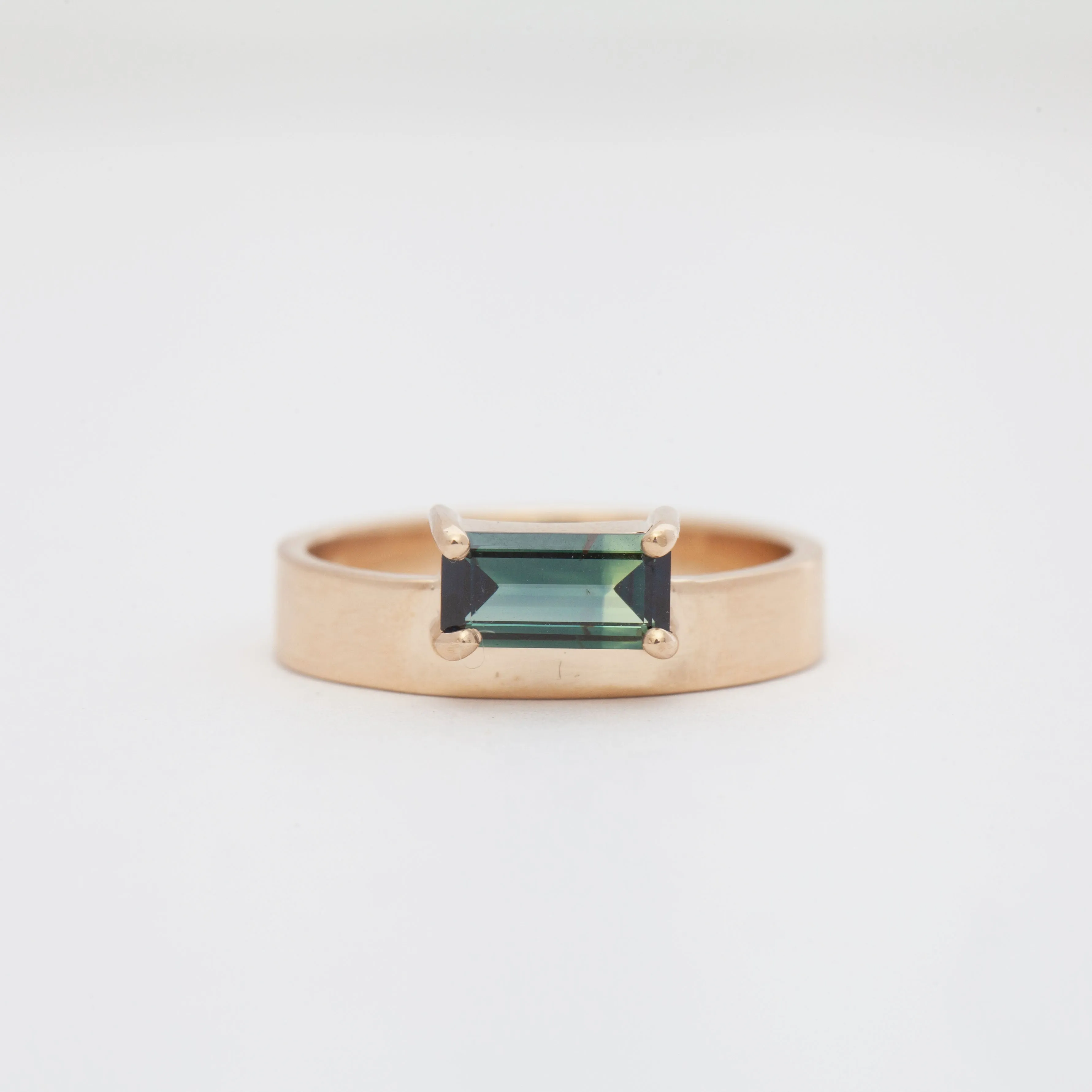 Medium Horizontal Emerald Cut Sapphire Monolith Ring