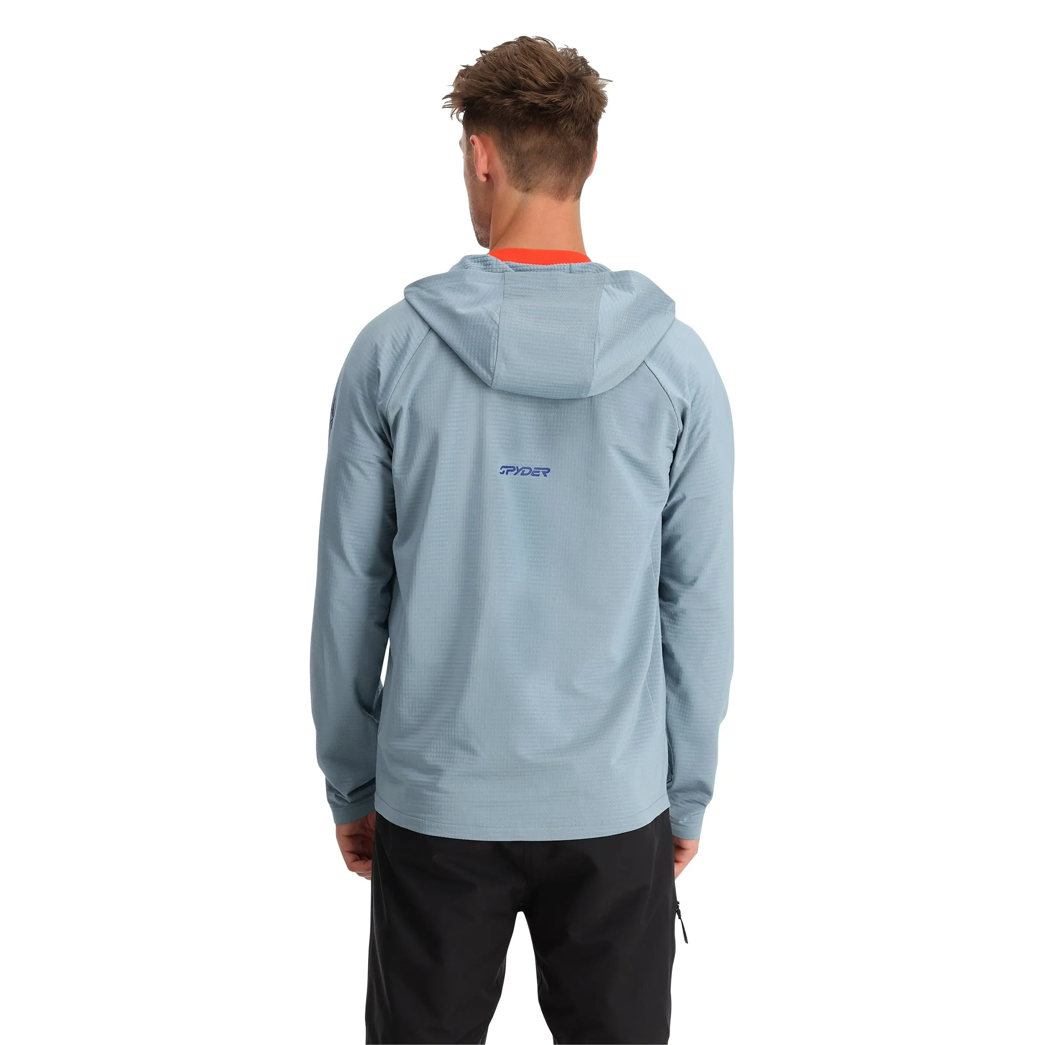 Mens Matrix Gridweb Hoodie - Blue Fog