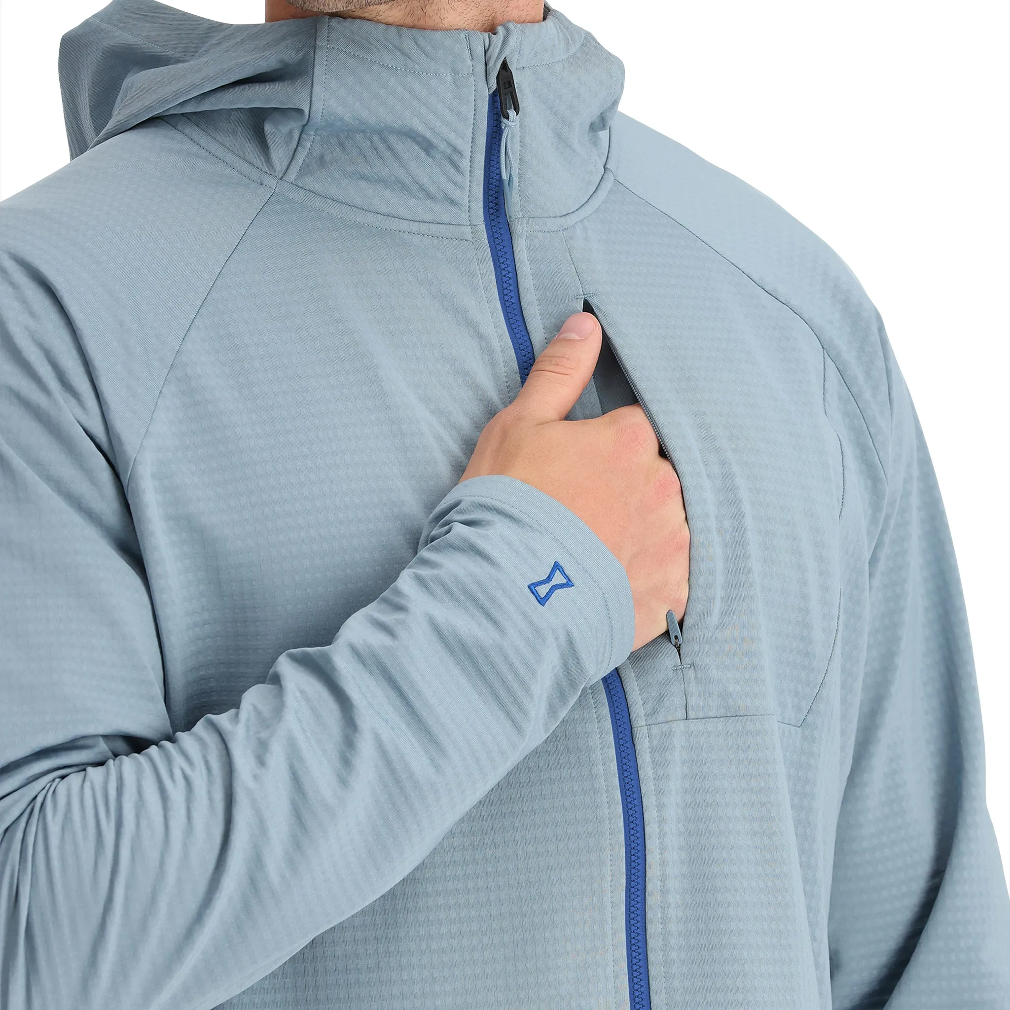 Mens Matrix Gridweb Hoodie - Blue Fog