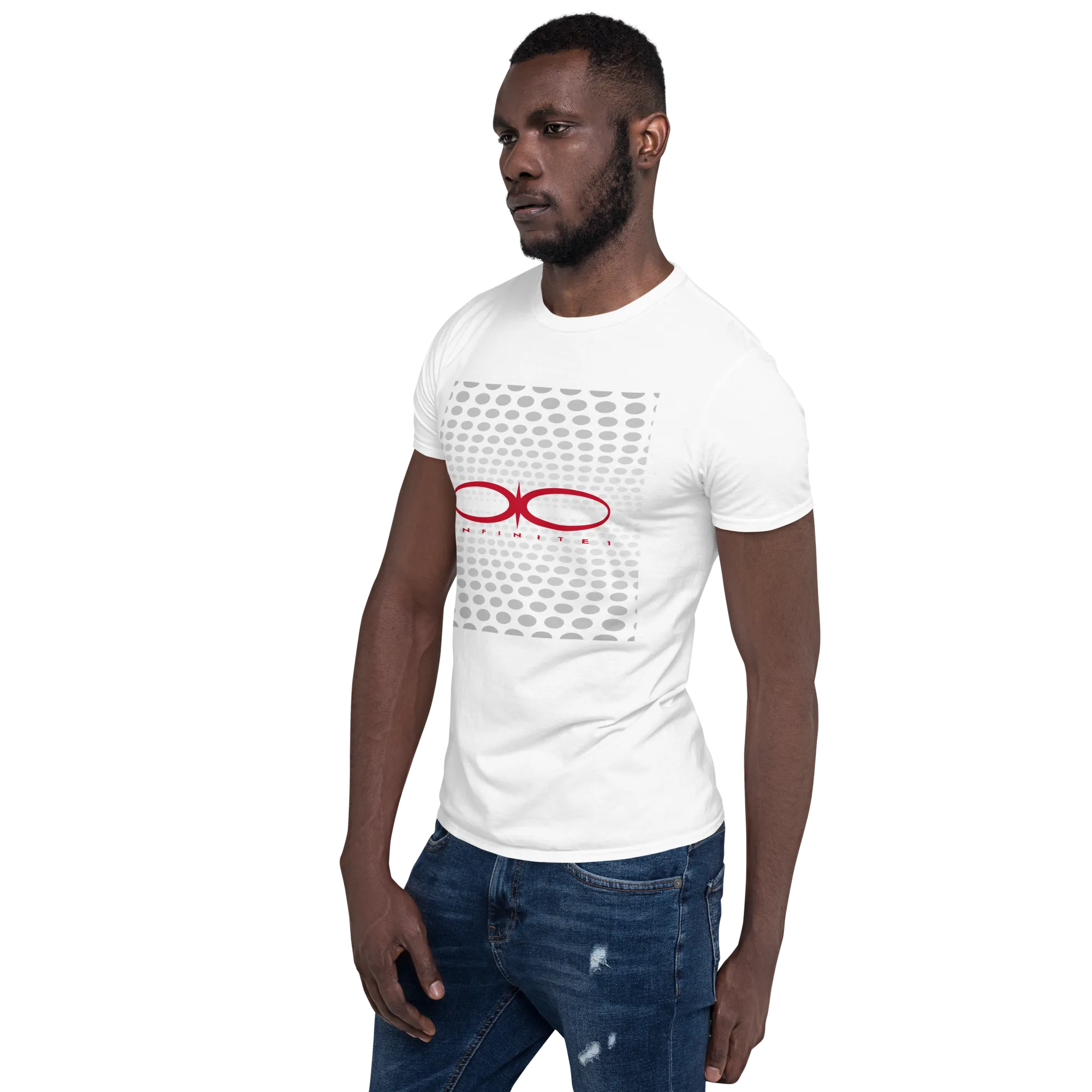 Men's Pattern And Logo White Graphic T-Shirt