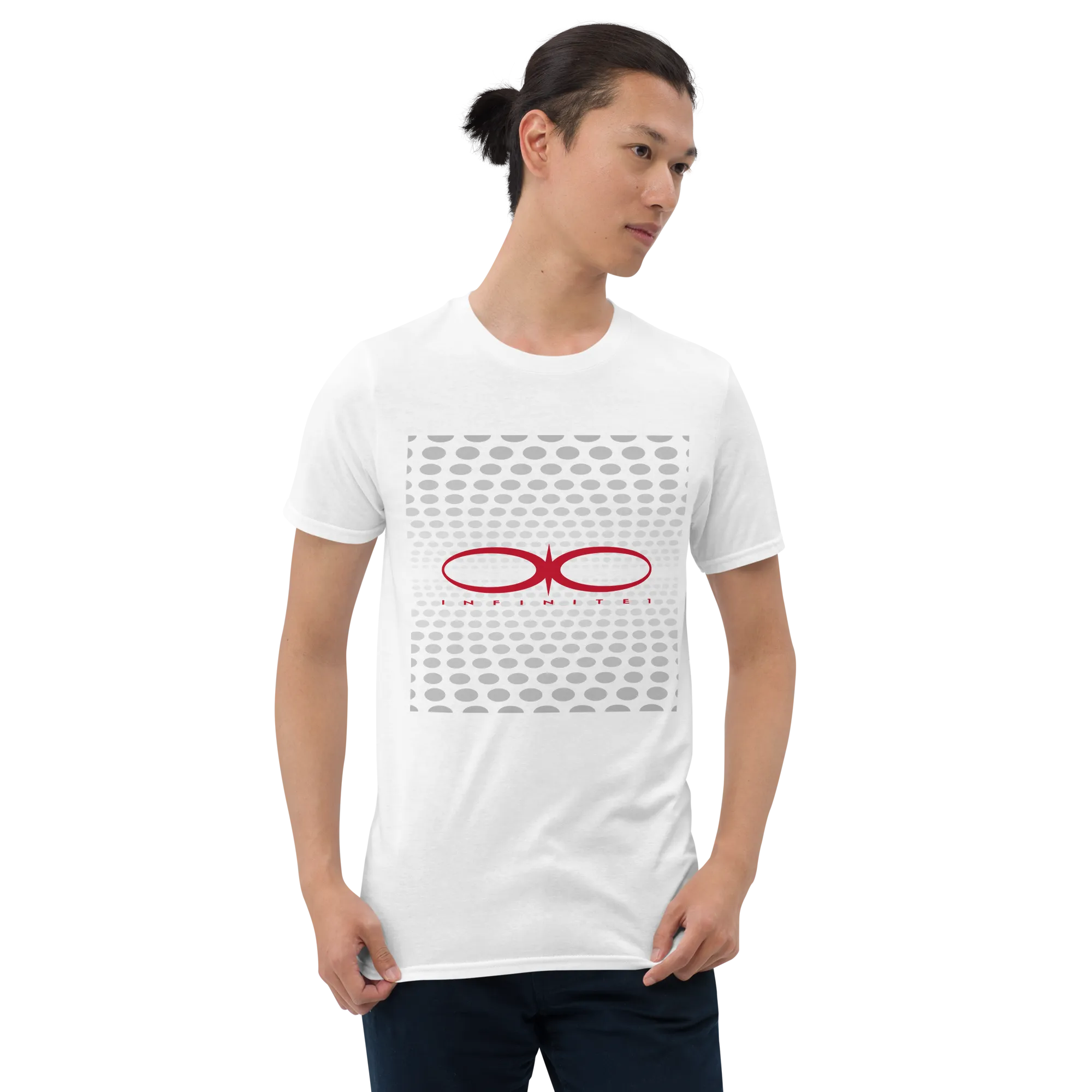 Men's Pattern And Logo White Graphic T-Shirt