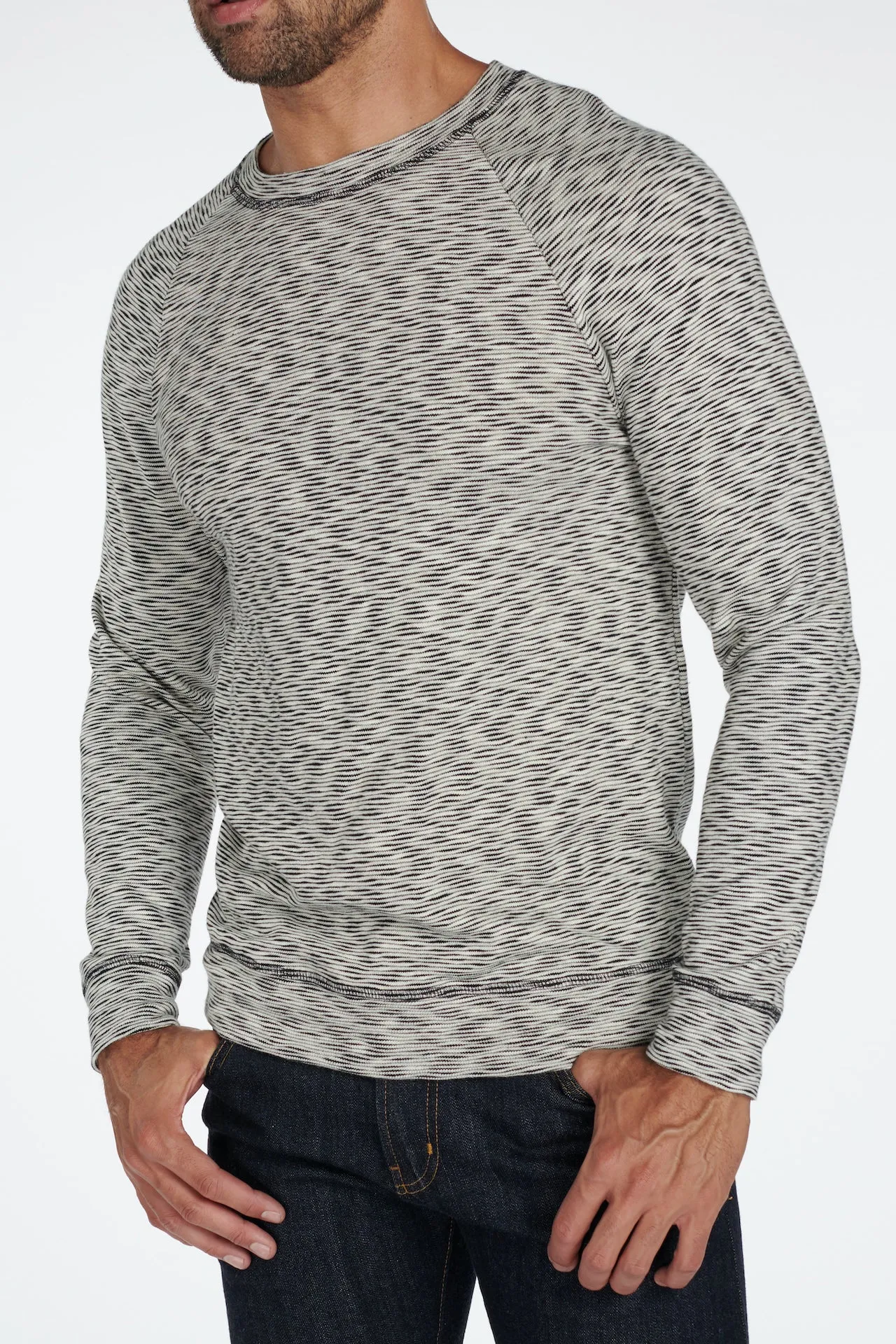 Men's Pullover Sweater - Variegated Ivory/Black