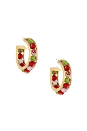 Merry and Bright Bead 18k Gold Plated Hoop Earrings