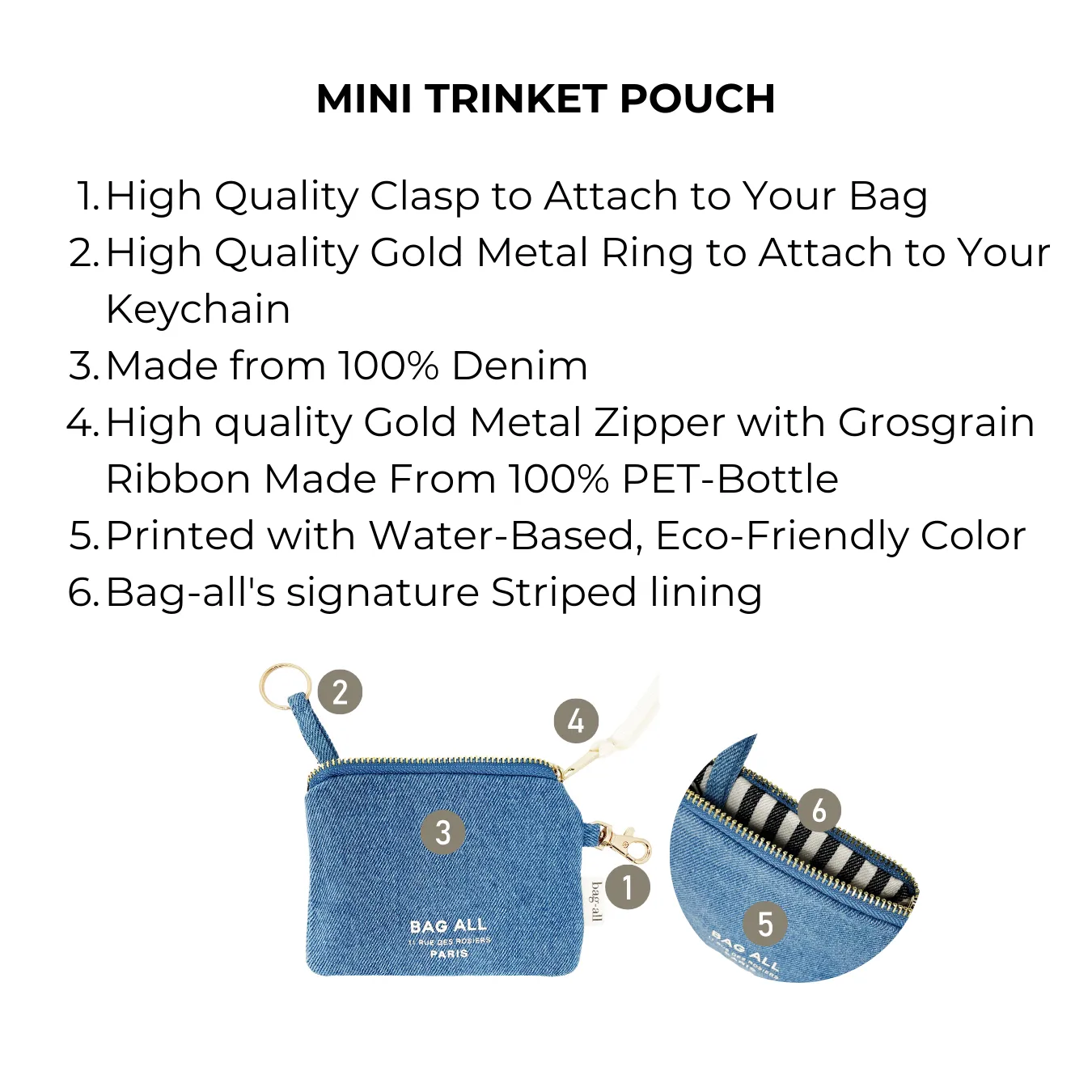 Mini Trinket Pouch, Denim