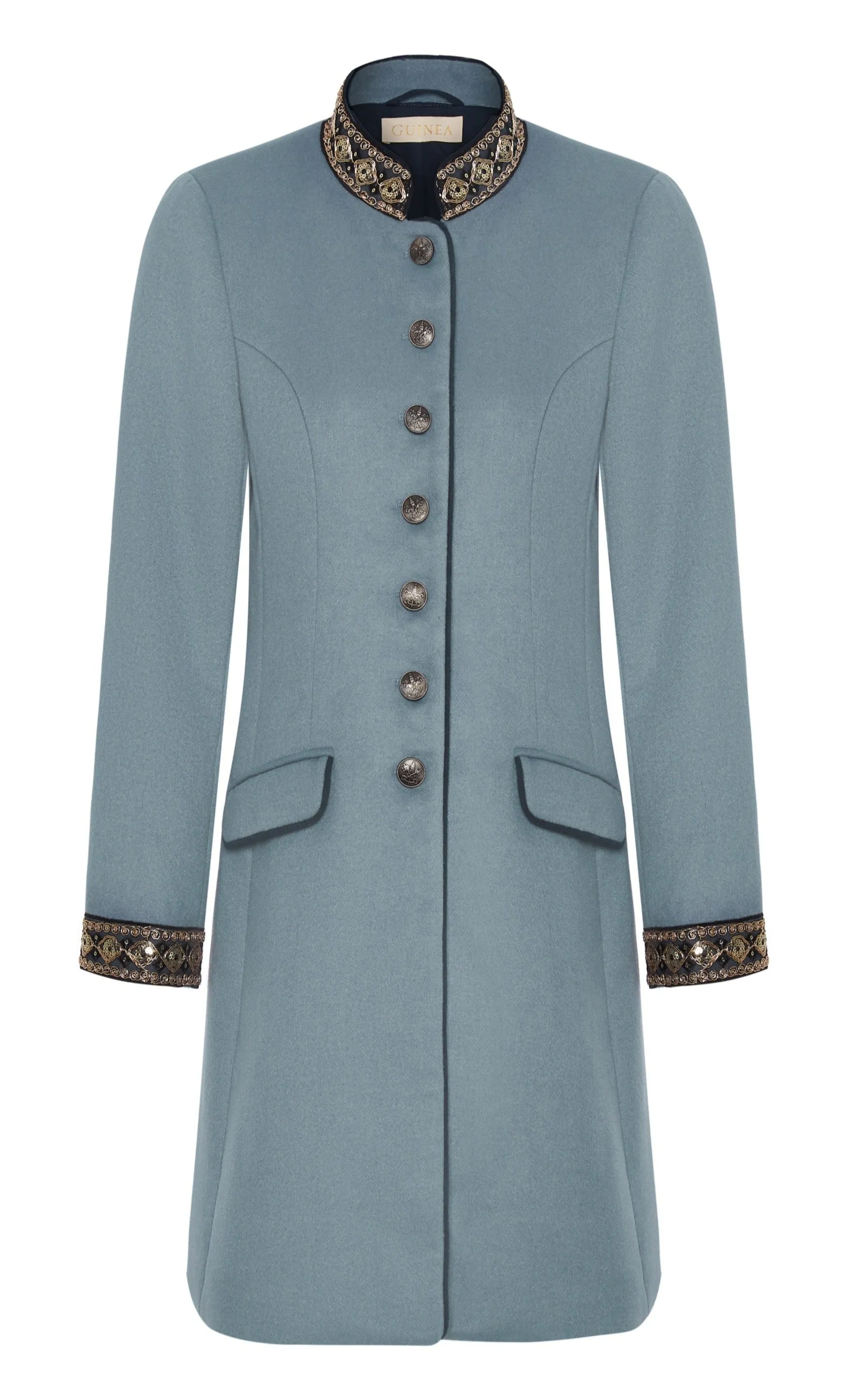 Oxford Wool Coat -Pale Blue Wool Coat - 50% OFF