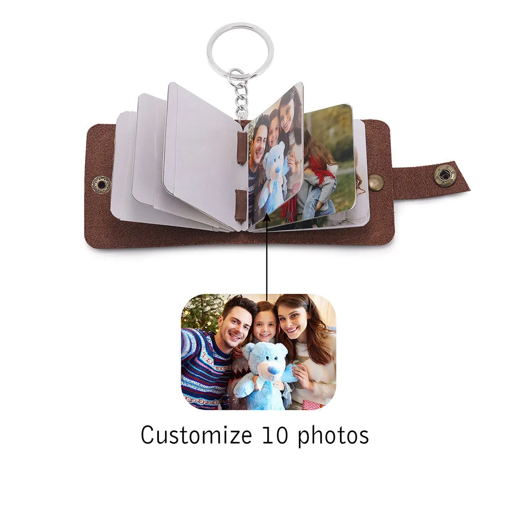 Photo Collage Leather Key Chain Wallet Love is Forever Album 5 or 10 photos