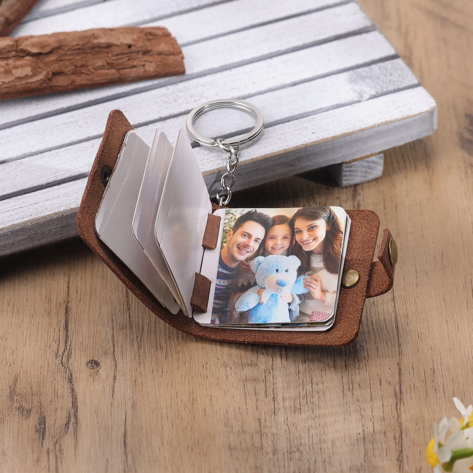 Photo Collage Leather Key Chain Wallet Love is Forever Album 5 or 10 photos