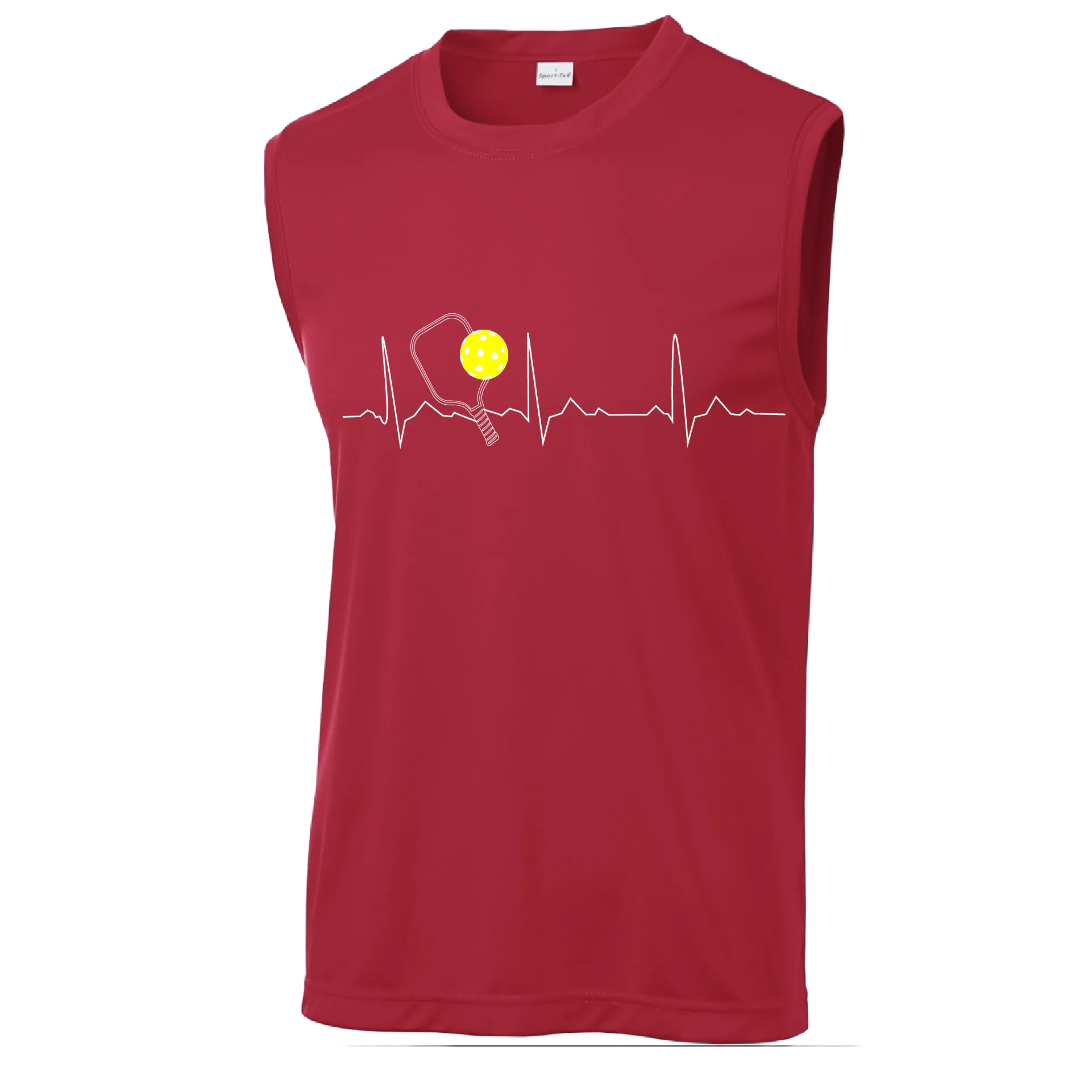 Pickleball Heartbeat EKG | Men's Sleeveless Athletic Pickleball Shirt | 100% Polyester