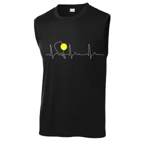 Pickleball Heartbeat EKG | Men's Sleeveless Athletic Pickleball Shirt | 100% Polyester