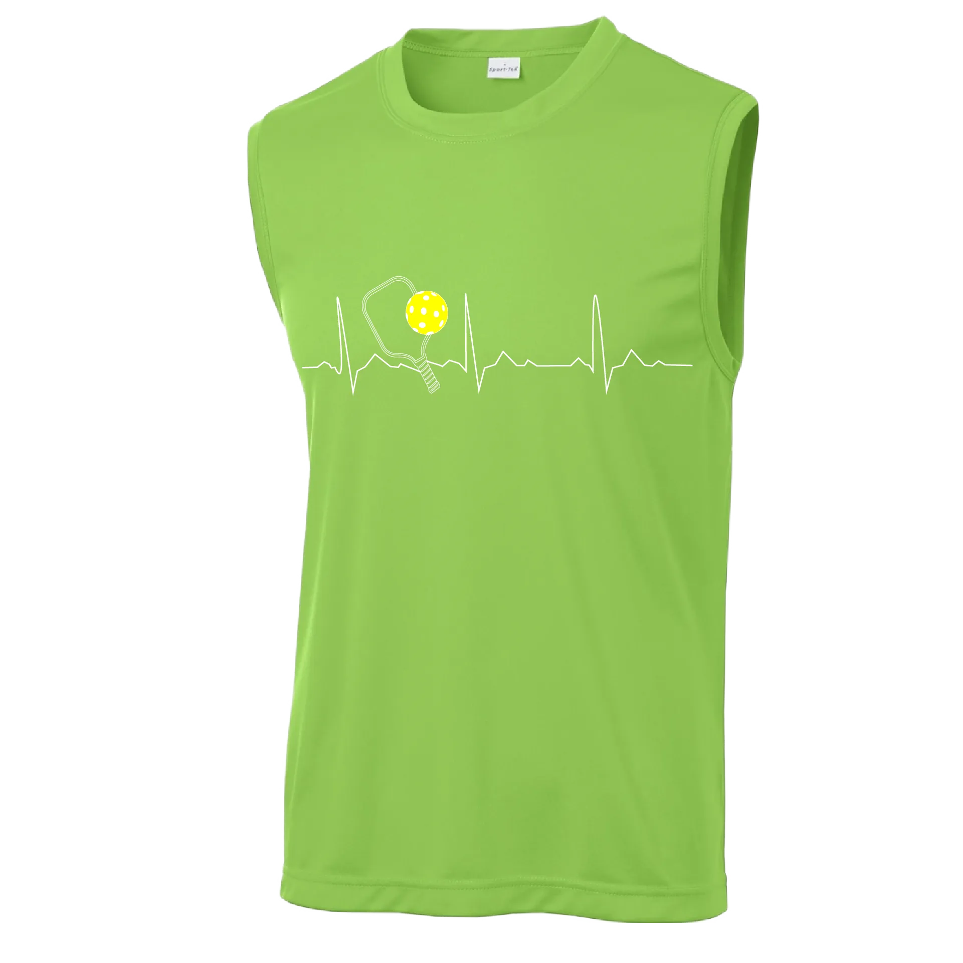 Pickleball Heartbeat EKG | Men's Sleeveless Athletic Pickleball Shirt | 100% Polyester