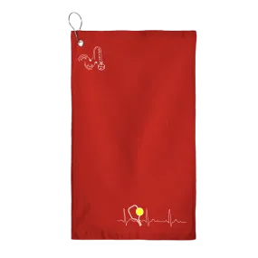 Pickleball Heartbeat EKG | Pickleball Court Towels | Grommeted 100% Cotton Terry Velour