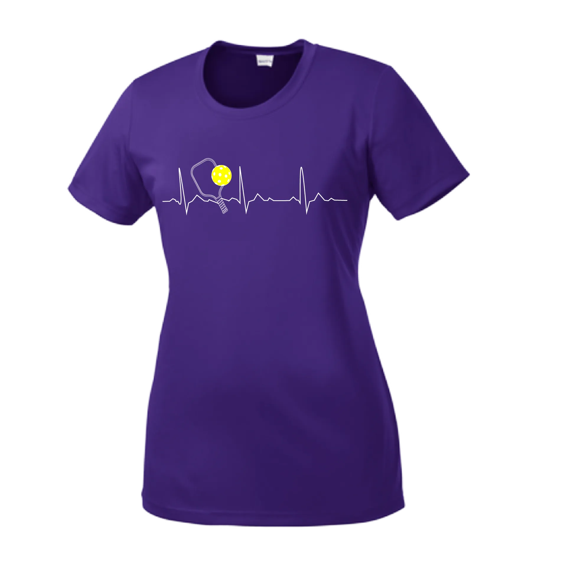 Pickleball Heartbeat EKG | Women’s Short Sleeve Crewneck Athletic Shirts | 100% Polyester