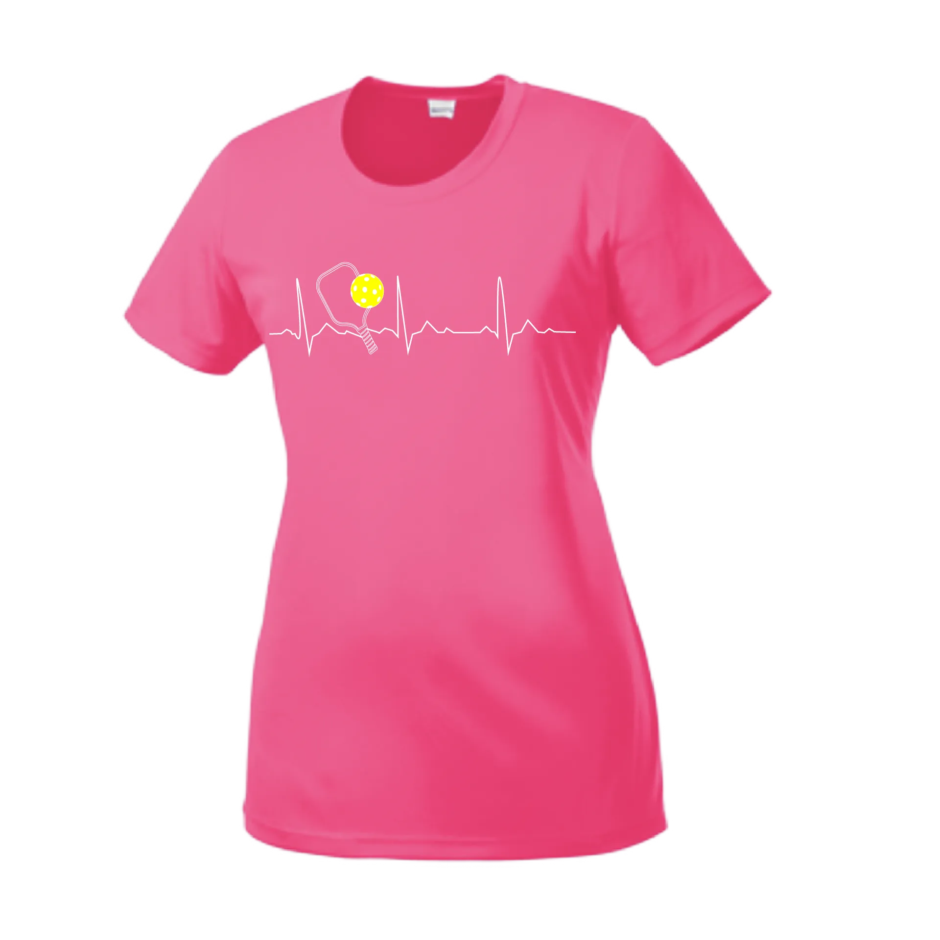 Pickleball Heartbeat EKG | Women’s Short Sleeve Crewneck Athletic Shirts | 100% Polyester