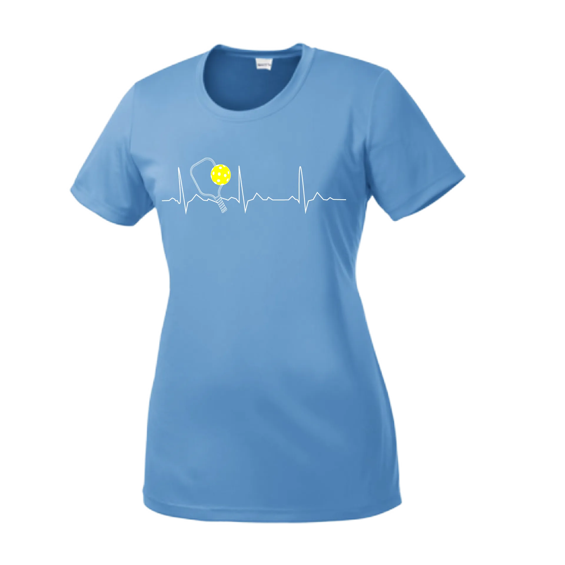 Pickleball Heartbeat EKG | Women’s Short Sleeve Crewneck Athletic Shirts | 100% Polyester