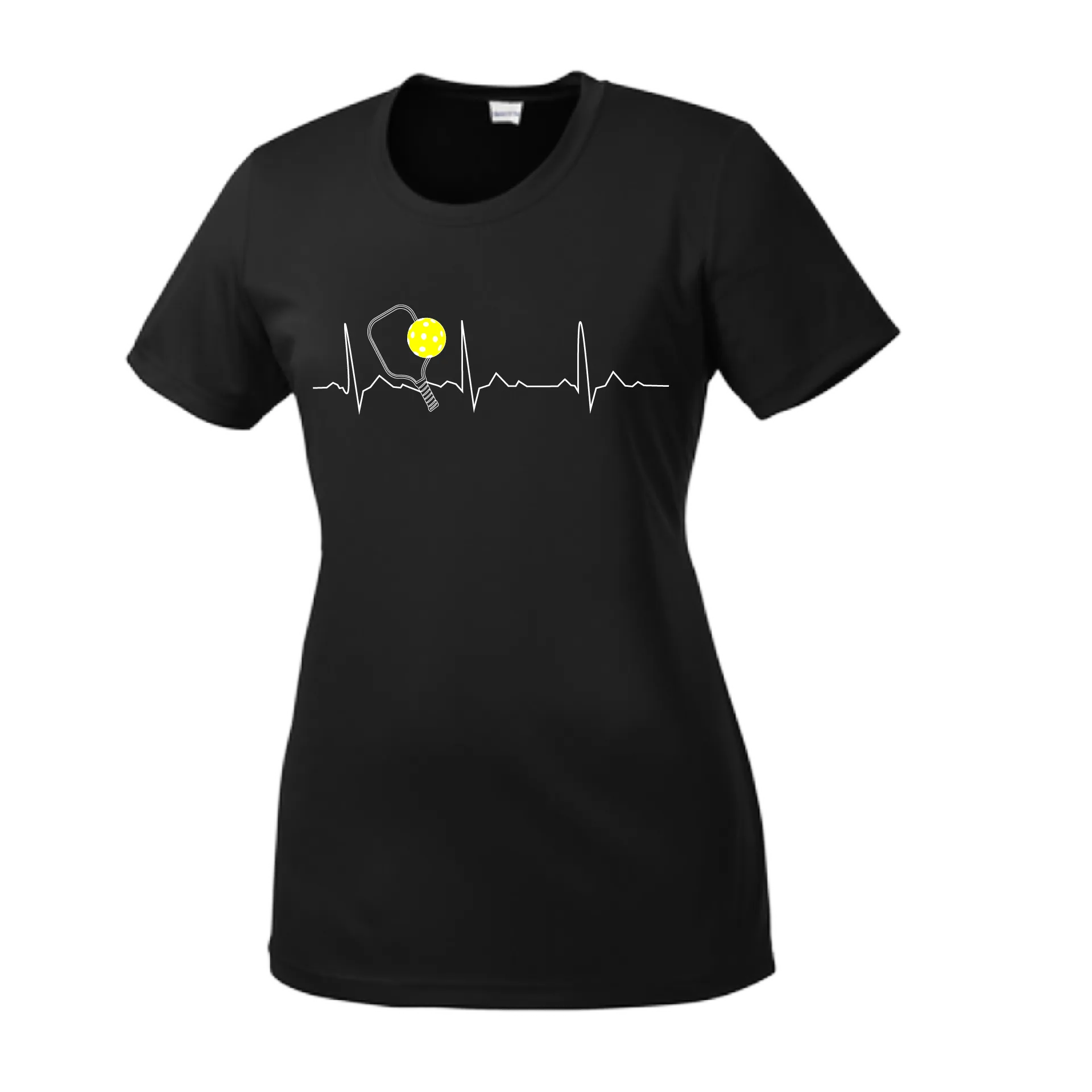 Pickleball Heartbeat EKG | Women’s Short Sleeve Crewneck Athletic Shirts | 100% Polyester