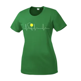 Pickleball Heartbeat EKG | Women’s Short Sleeve Crewneck Athletic Shirts | 100% Polyester