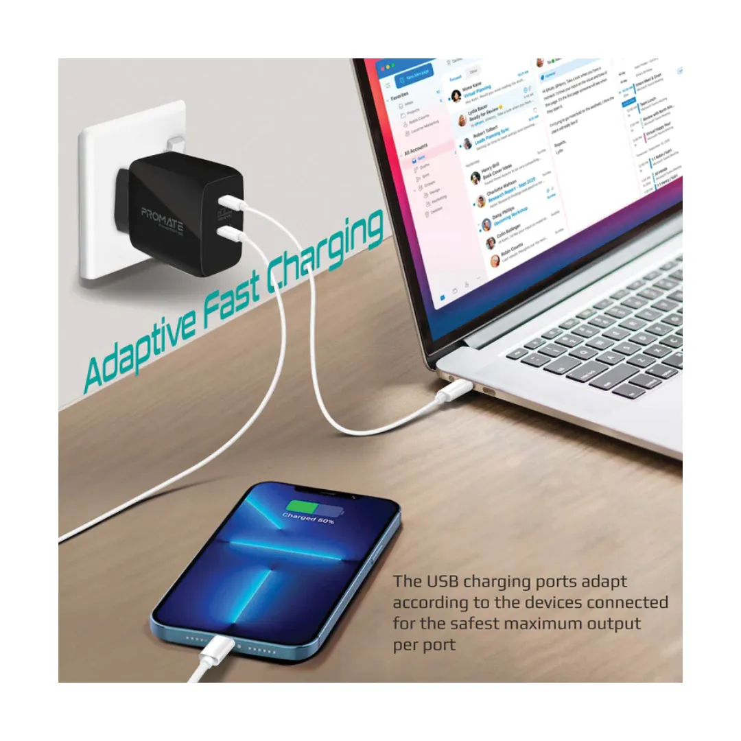 Promate PowerPort 65W Travel Adapter