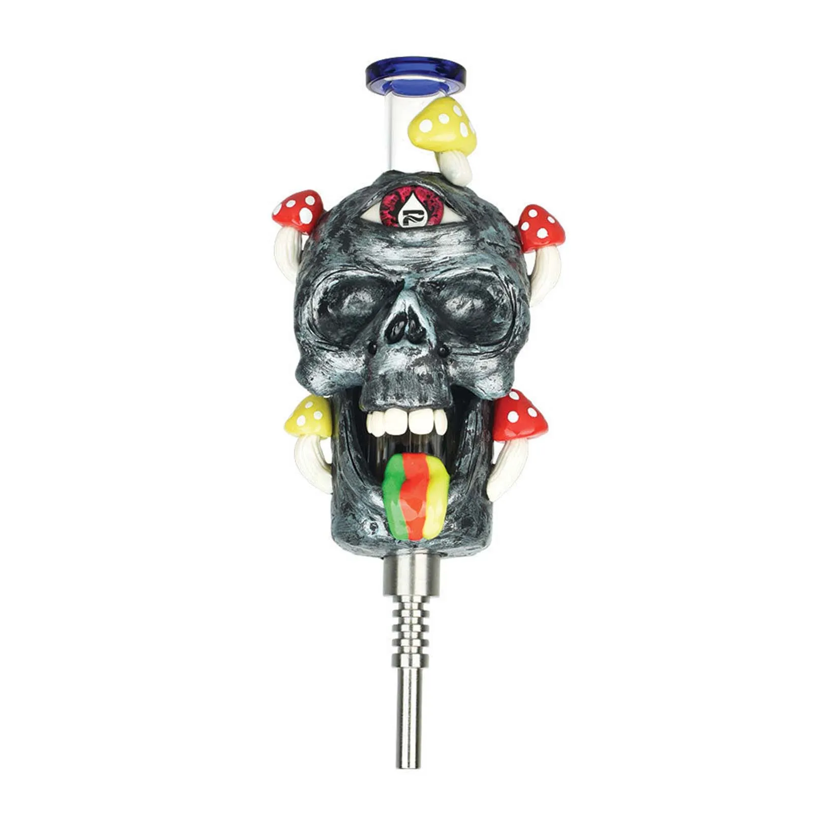 Pulsar Rainbow Puking Skull Vapor Vessel with Ti Tip 8.75"