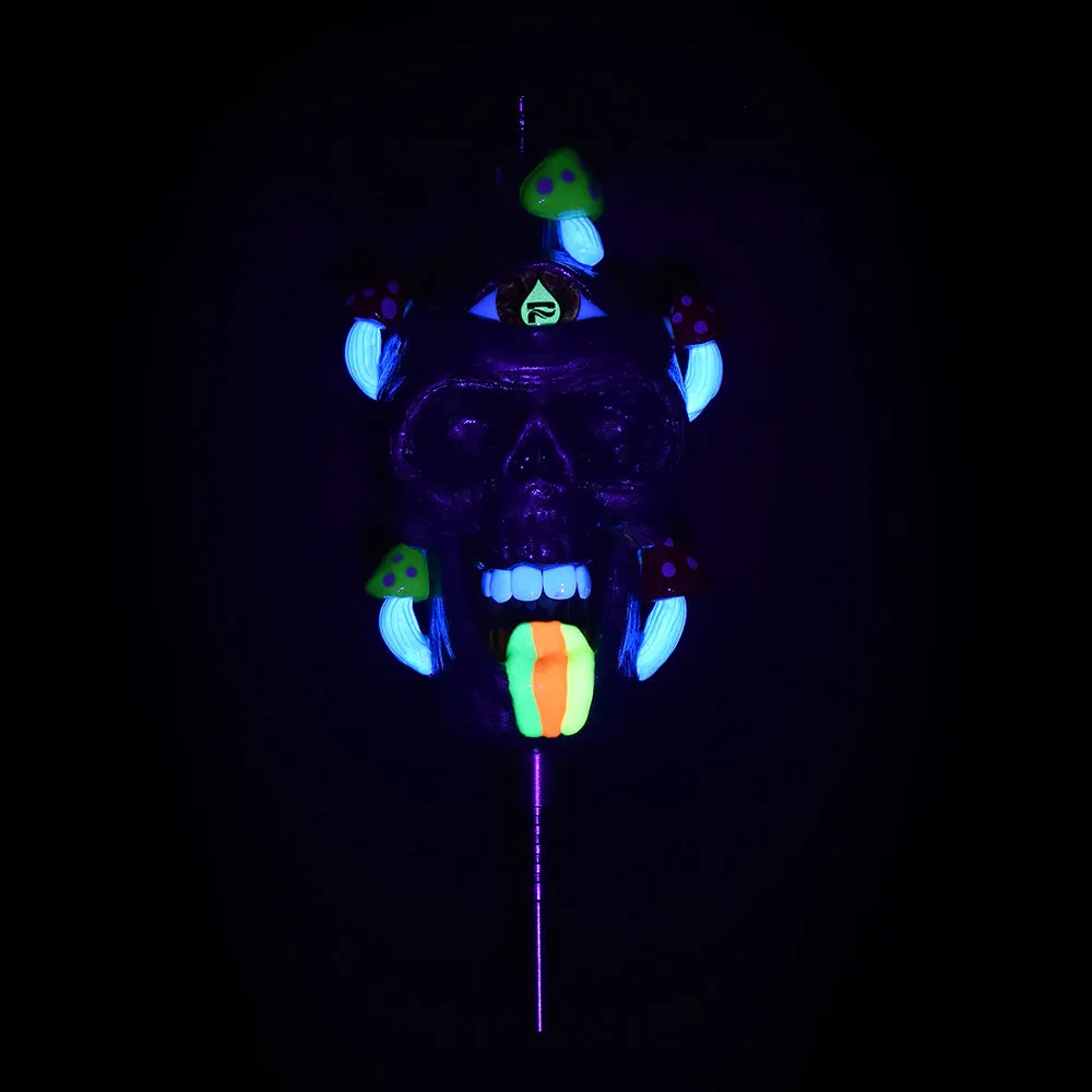 Pulsar Rainbow Puking Skull Vapor Vessel with Ti Tip 8.75"