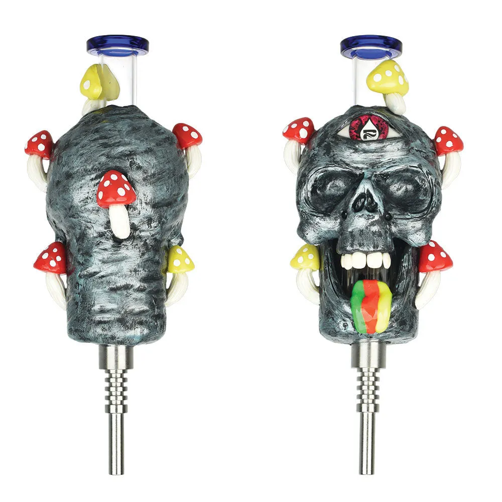 Pulsar Rainbow Puking Skull Vapor Vessel with Ti Tip 8.75"