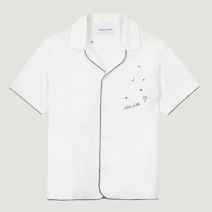 "Nuit D Été" Souchier Canvas Linen Cotton Shirt (Linen Off White)