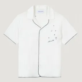 "Nuit D Été" Souchier Canvas Linen Cotton Shirt (Linen Off White)