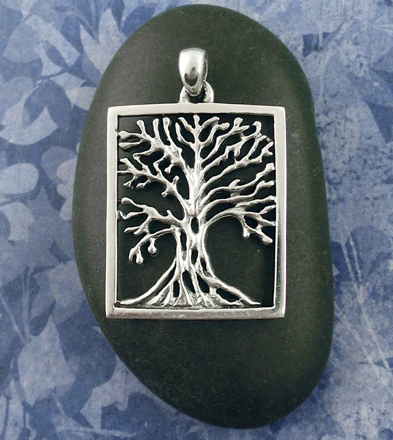 Rectangular Framed Tree of Life Pendant