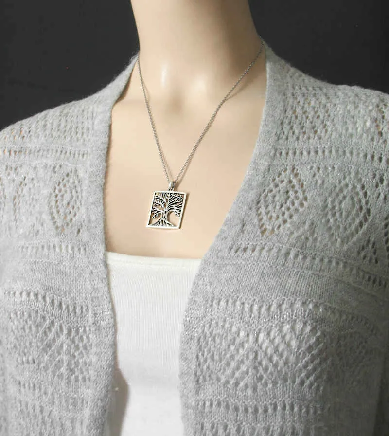 Rectangular Framed Tree of Life Pendant