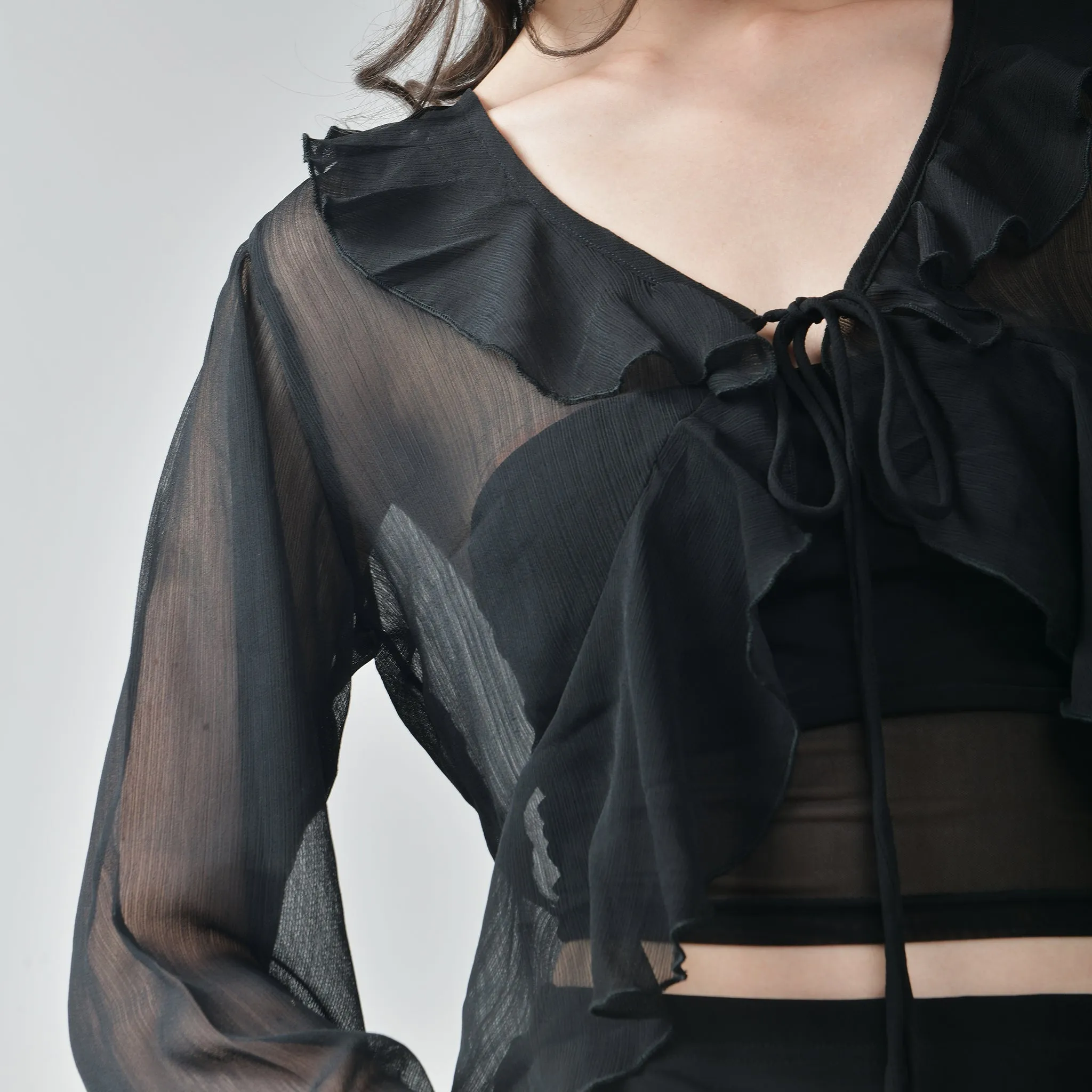 Ruffle Shrug with Tube Top & Mesh Skirt