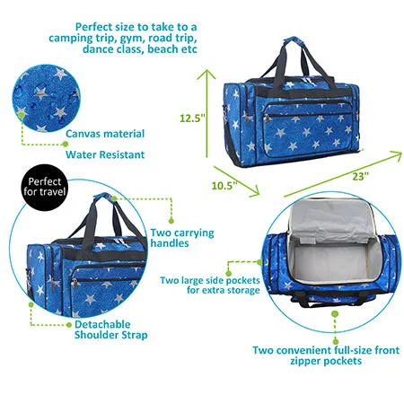 !SALE! Royal Blue Glitter Super Star NGIL Canvas 23" Duffle Bag