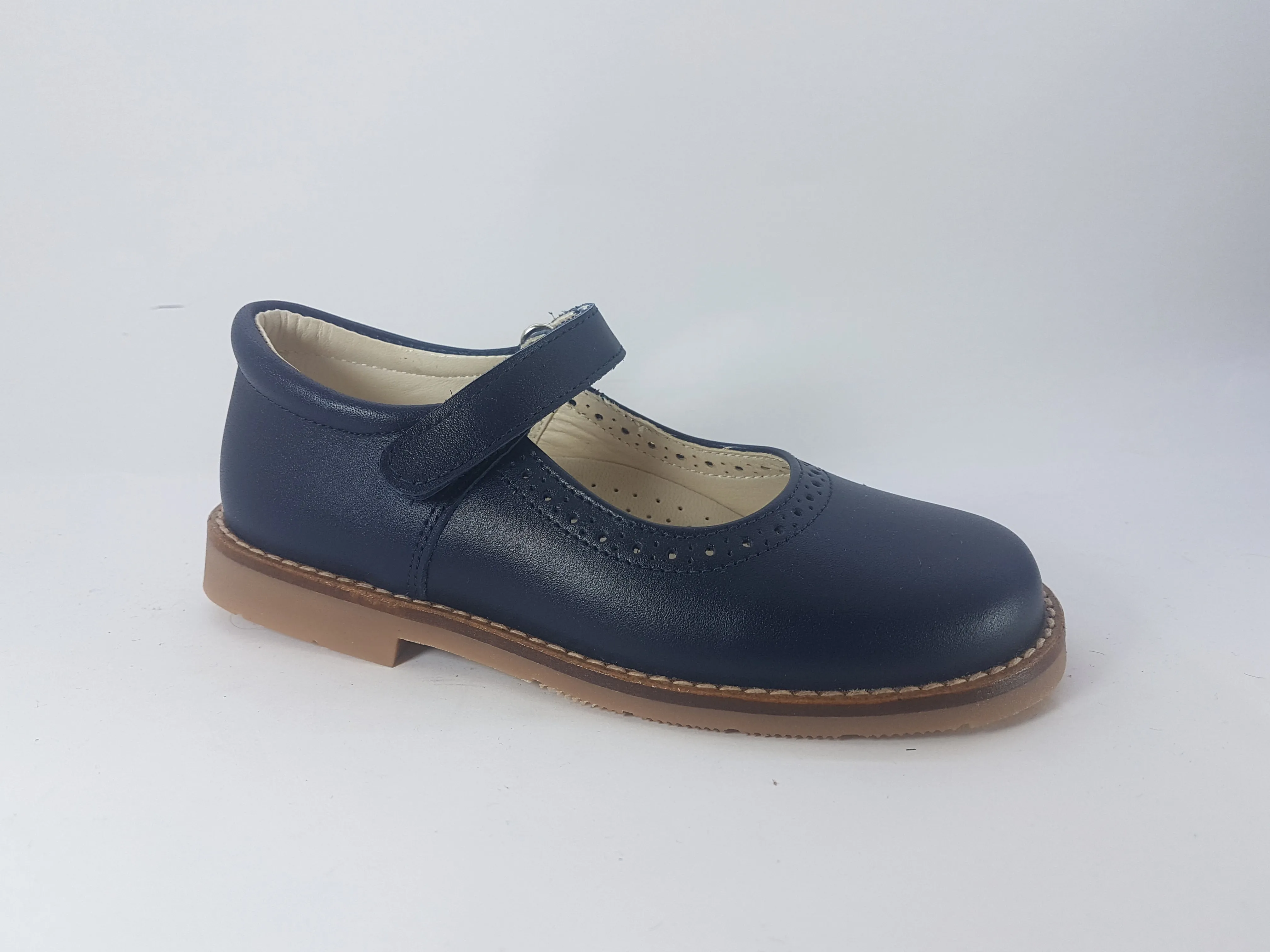 Shawn & Jeffery Navy Blue Leather Girls Mary Jane