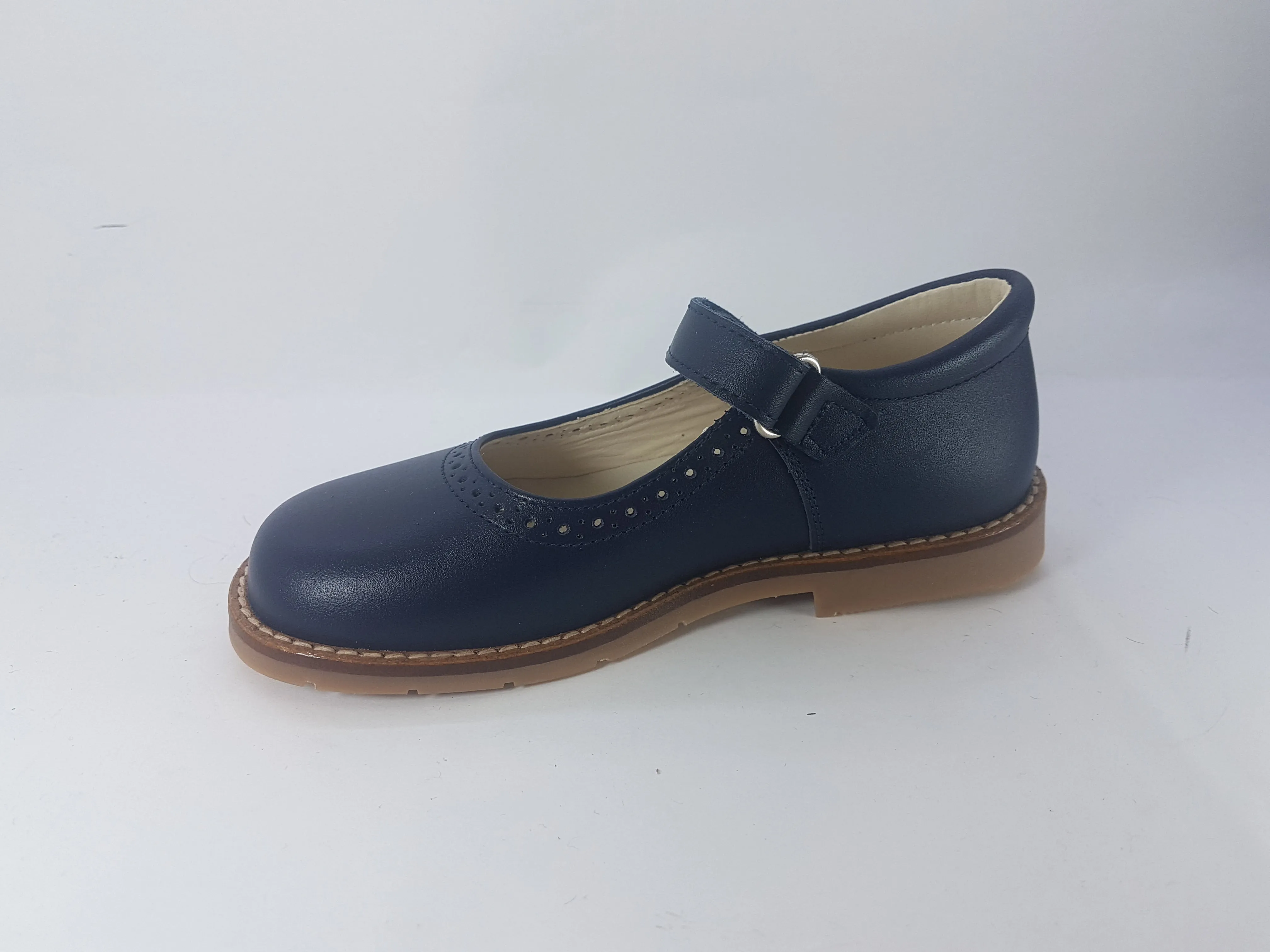 Shawn & Jeffery Navy Blue Leather Girls Mary Jane