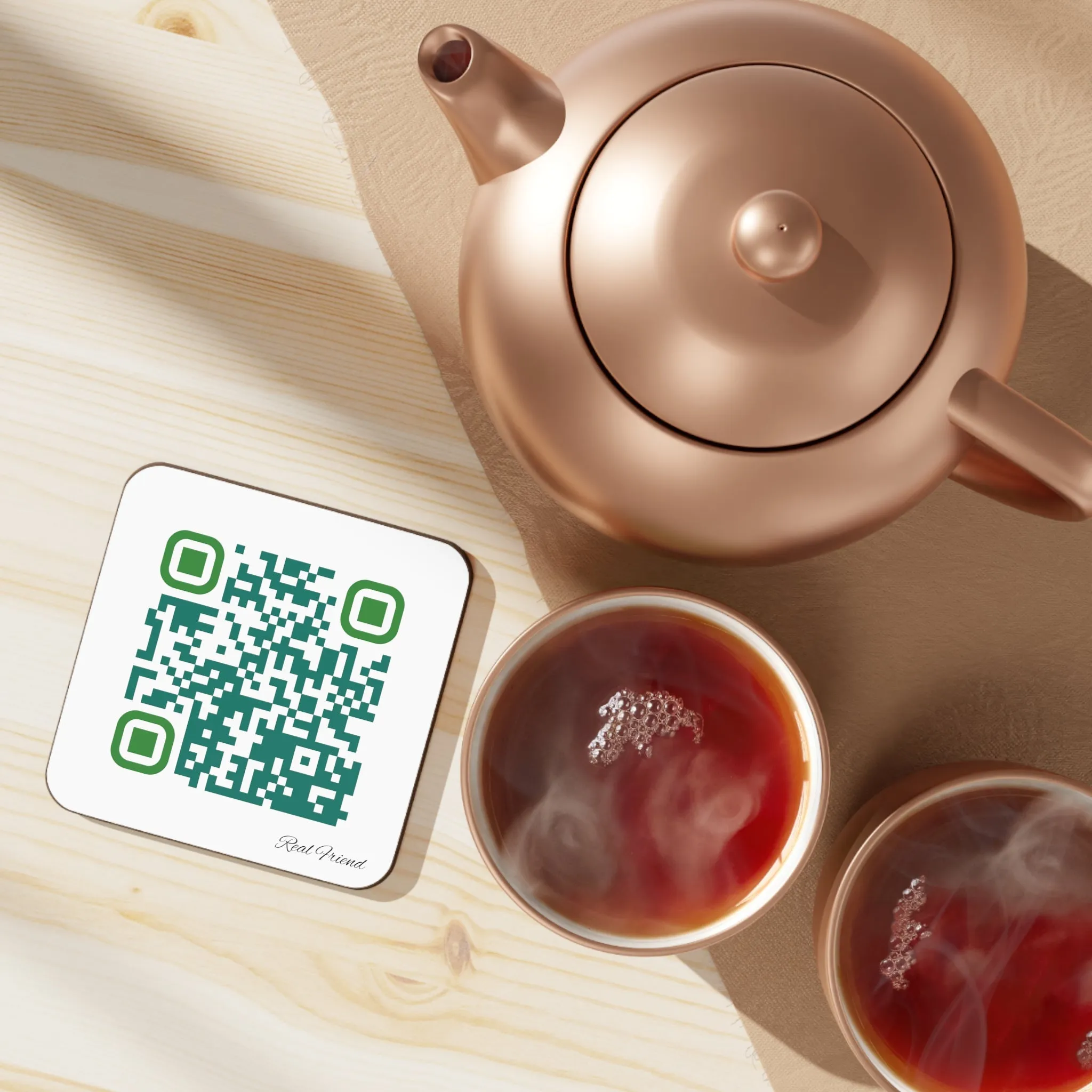 Single QR Code Hardboard Back Coaster - A Real Friend Wouldn't Hurt You