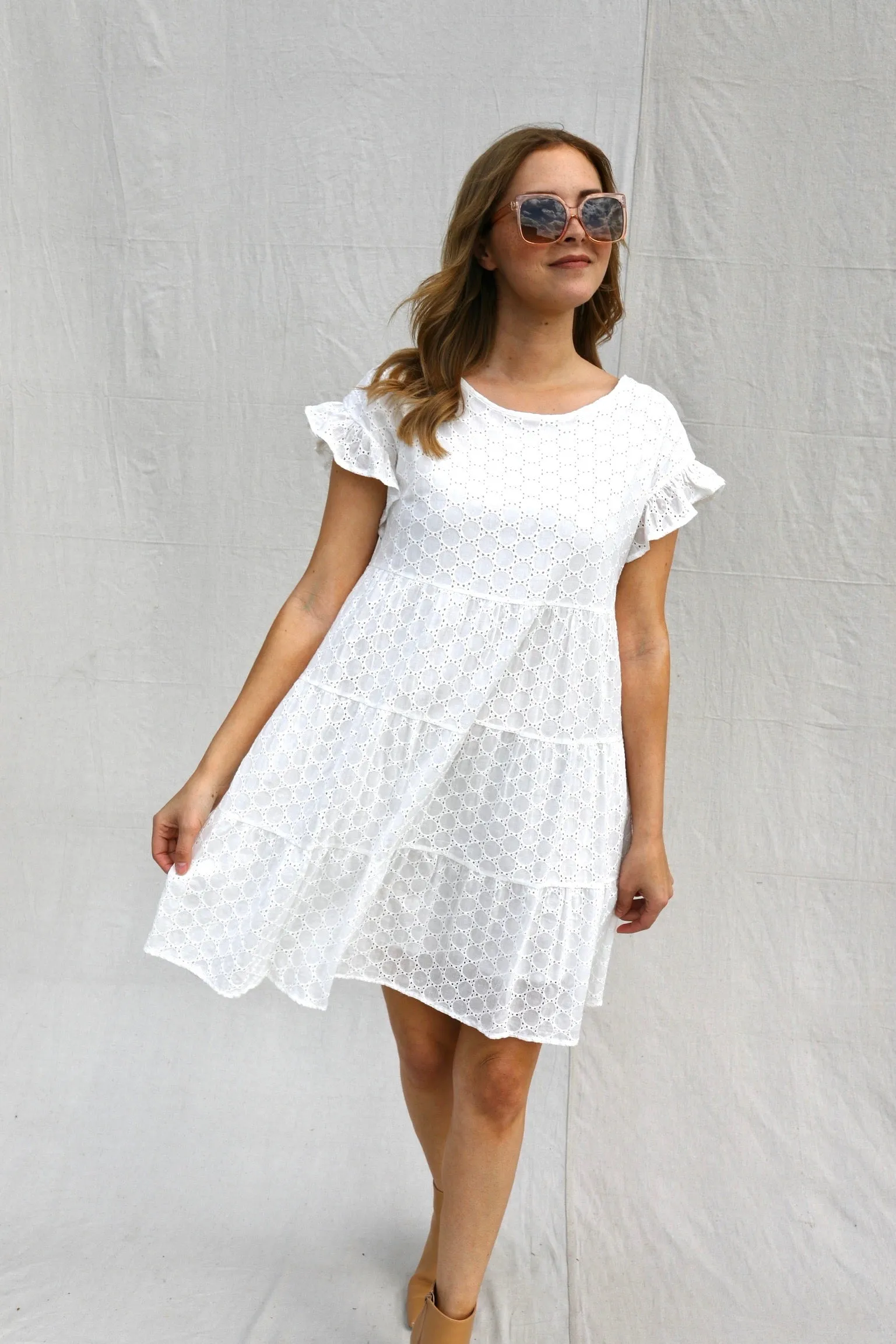 SIZE MEDIUM Sadie Eyelet Lace Dress