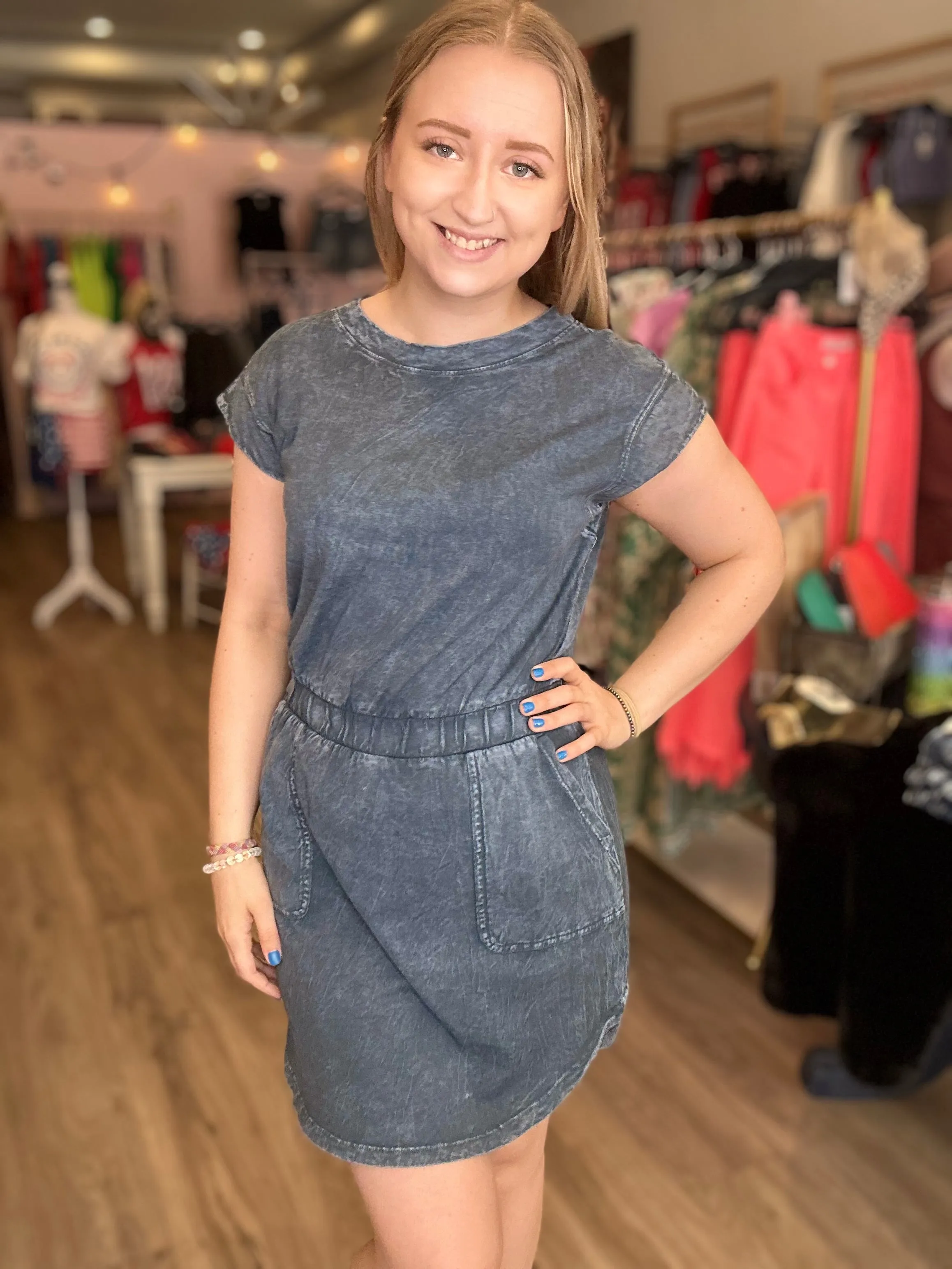 Slate Blue Cotton Dress