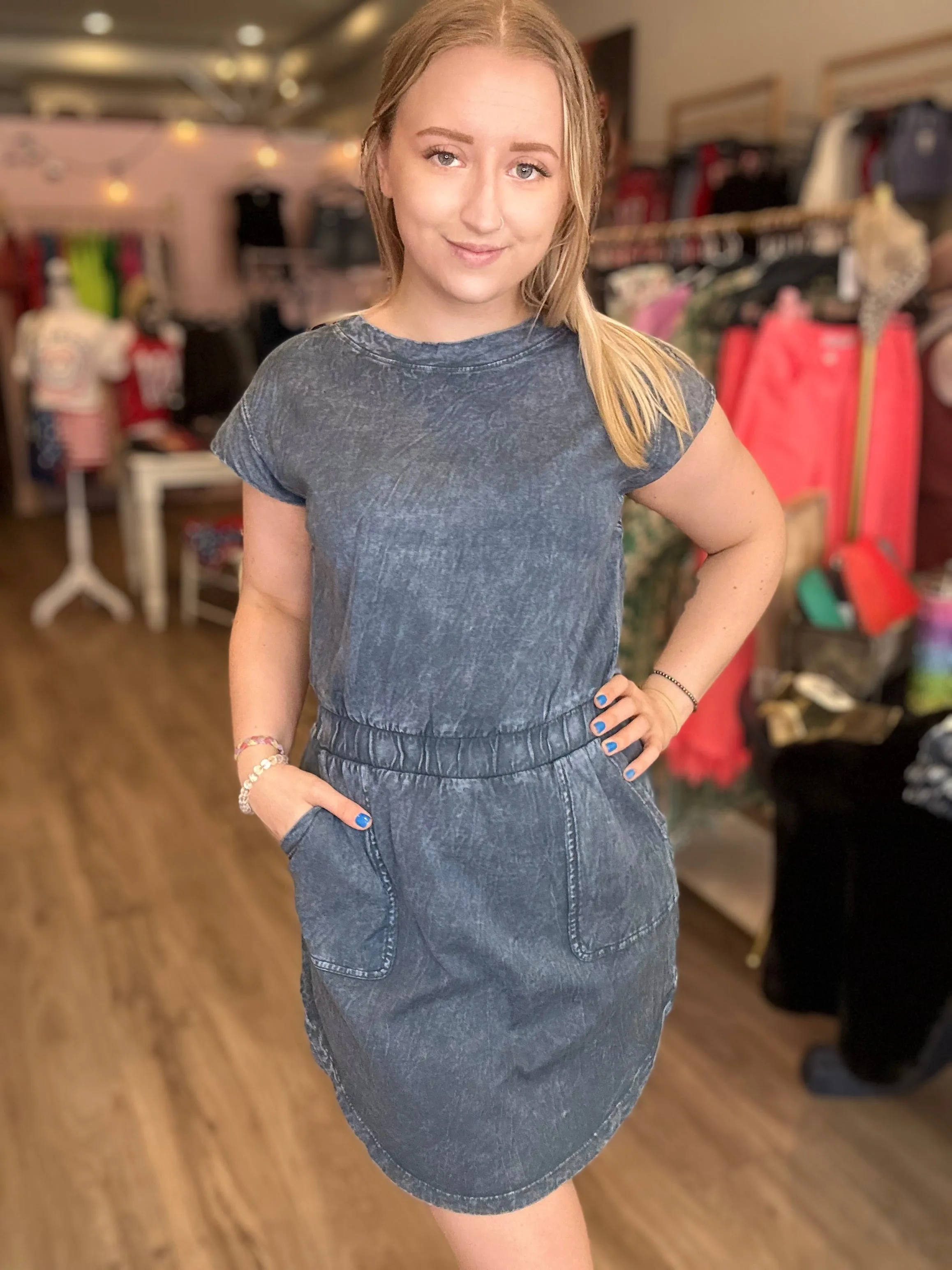 Slate Blue Cotton Dress