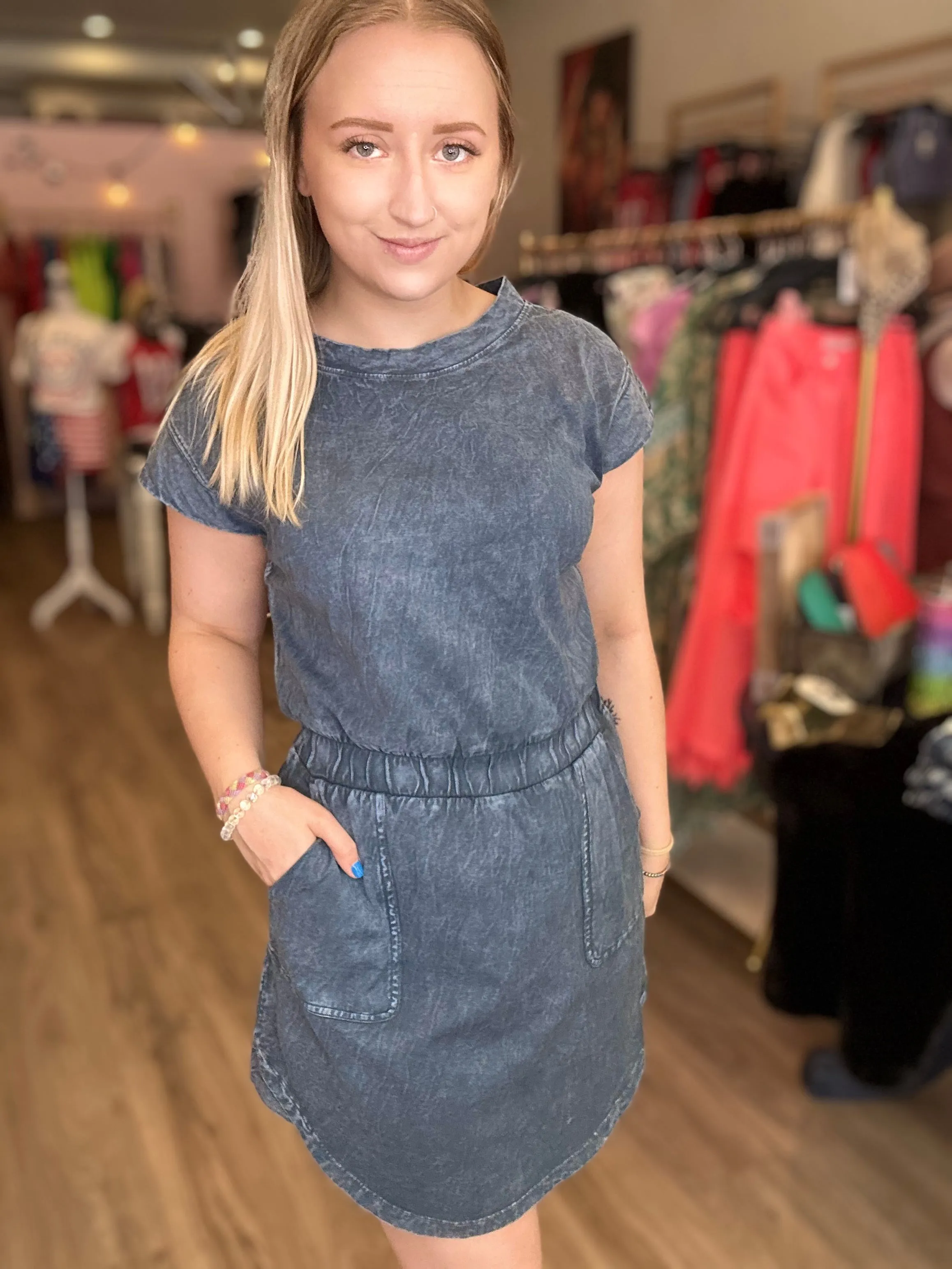 Slate Blue Cotton Dress