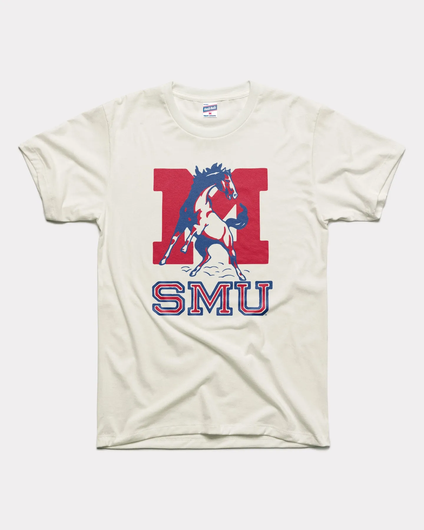 SMU Mustangs Monogram M Vintage White T-Shirt