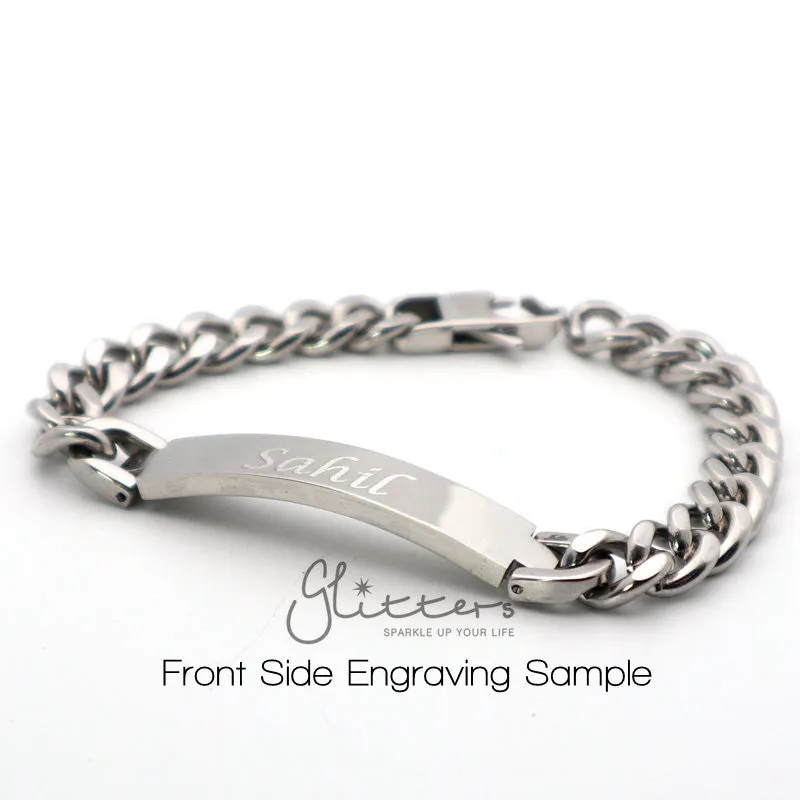 Stainless Steel Men's ID Bracelet with A Cubic Zirconia Stone