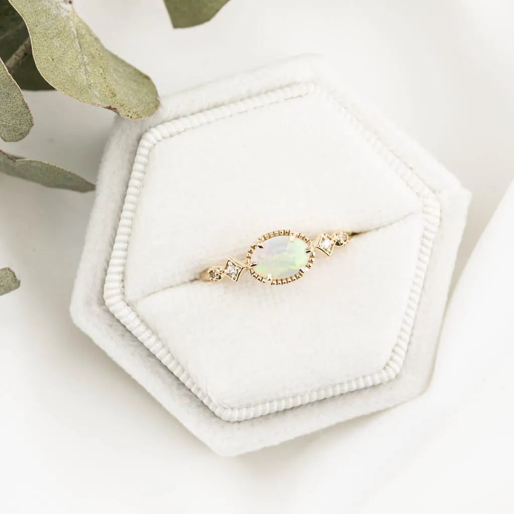 Stella Ring 0.30ct Rainbow Opal, 14K Yellow Gold (One of a kind)