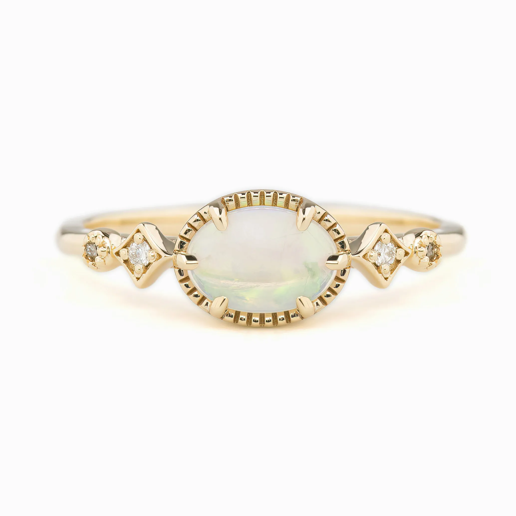 Stella Ring 0.30ct Rainbow Opal, 14K Yellow Gold (One of a kind)