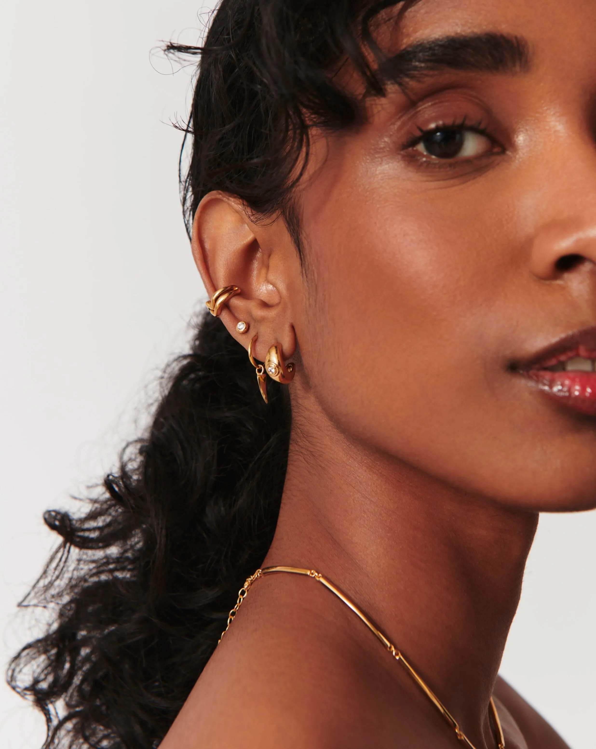 Stone Dome Mini Hoop Earrings | 18ct Gold Plated/Cubic Zirconia