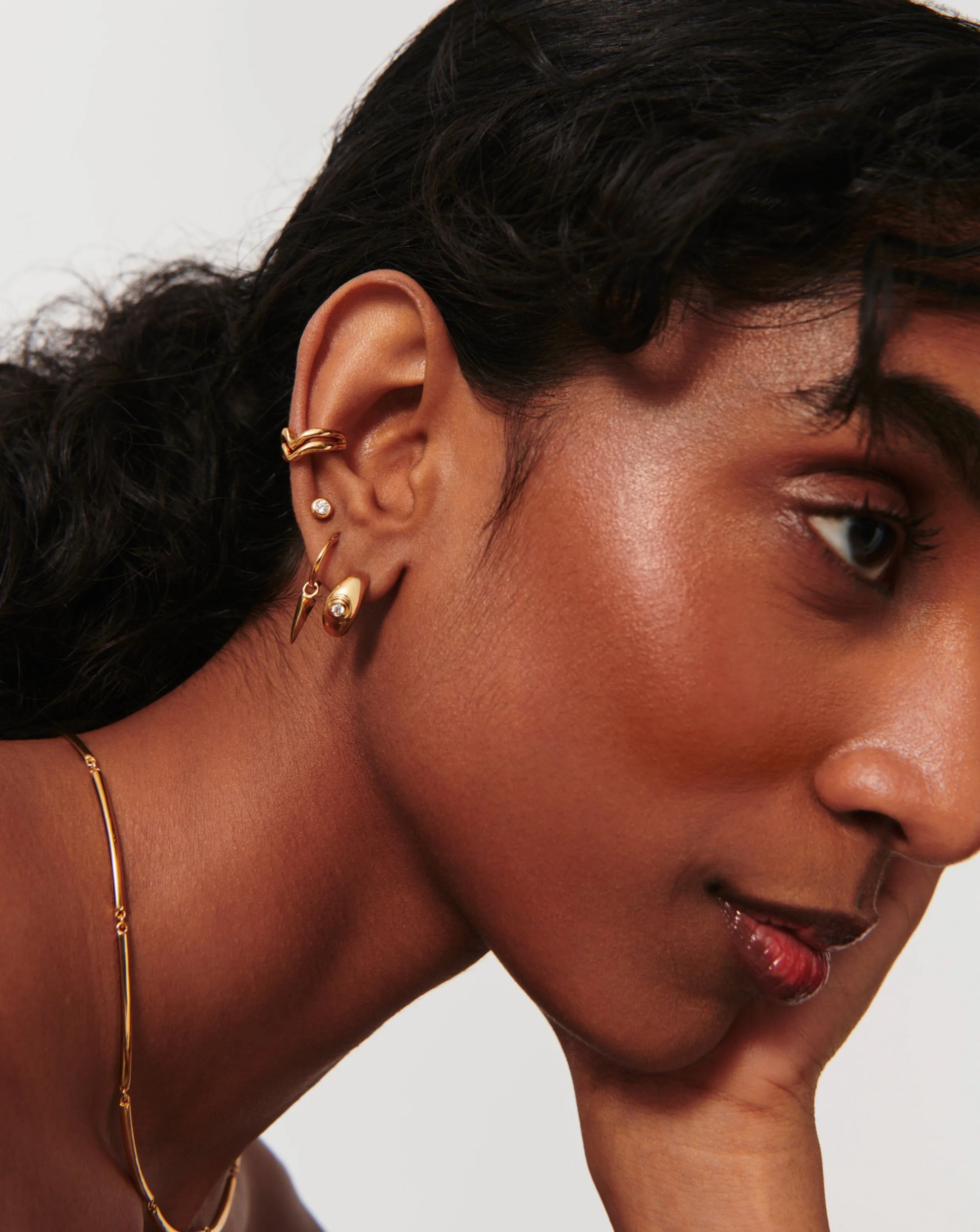 Stone Dome Mini Hoop Earrings | 18ct Gold Plated/Cubic Zirconia