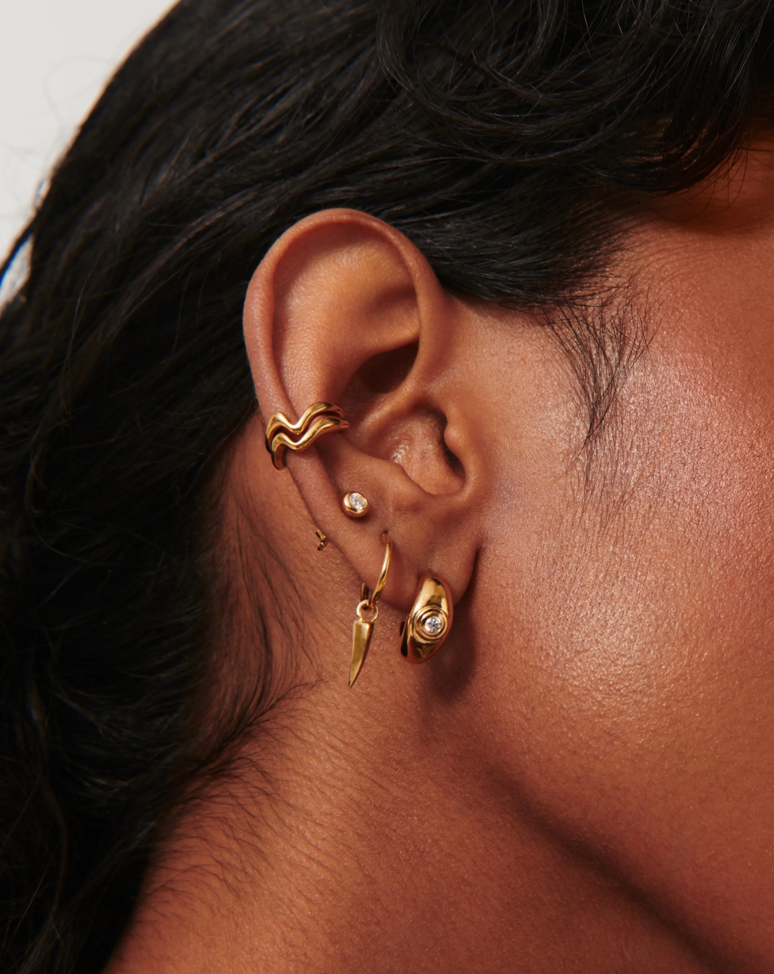 Stone Dome Mini Hoop Earrings | 18ct Gold Plated/Cubic Zirconia