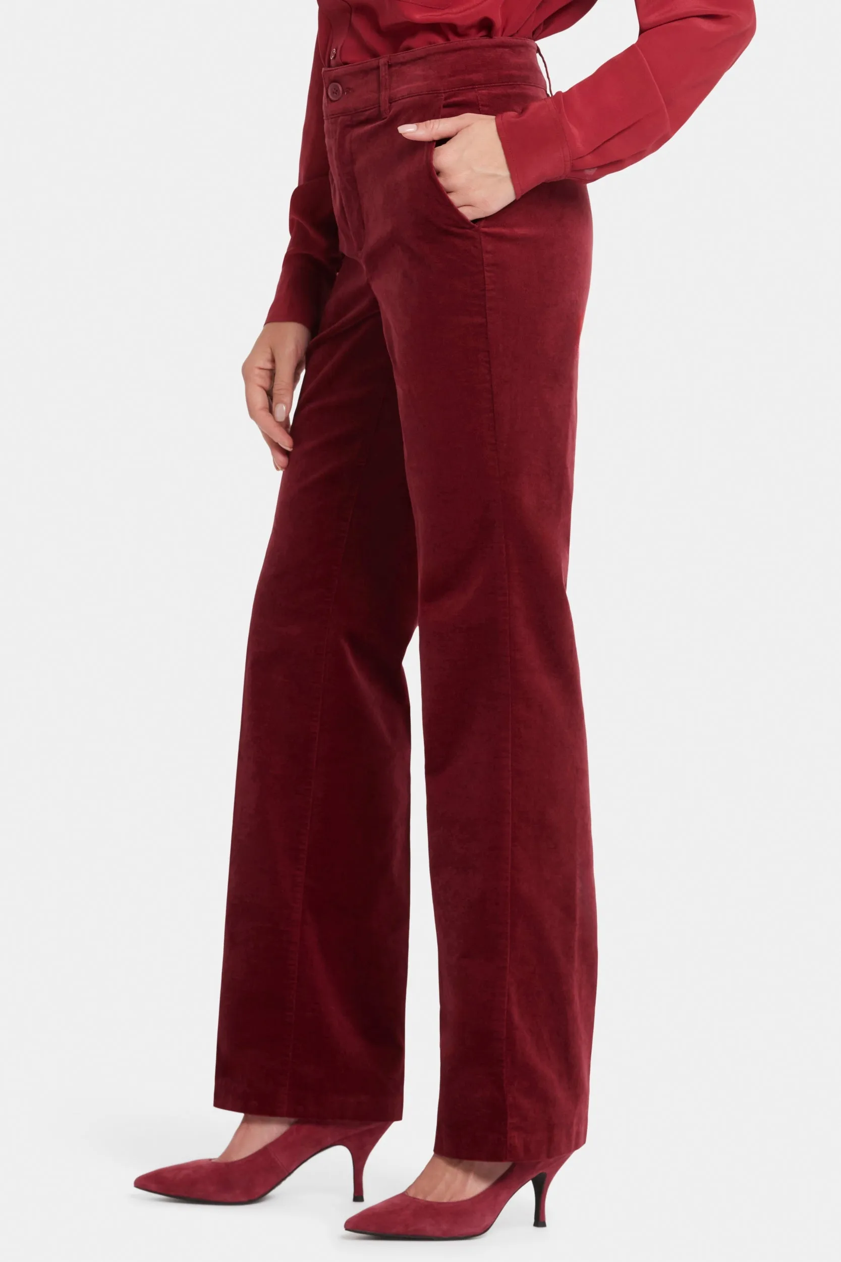 Straight Leg Trouser Velveteen Red | Wild Currant